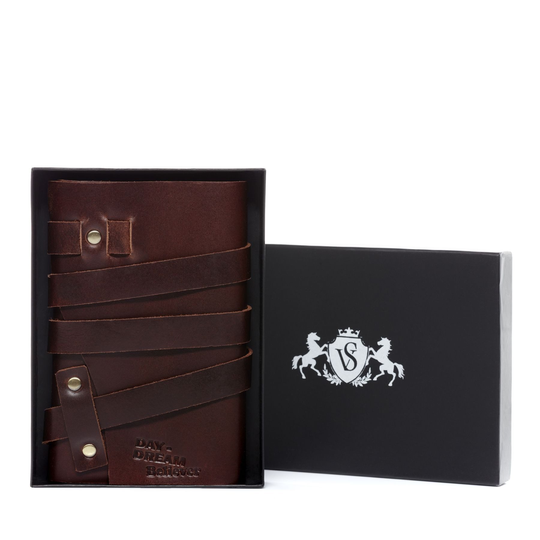 SID & VAIN Notizbuch echt Leder Tagebuch groß DAYDREAM BELIEVER, Tagebuch echt Leder Unisex, Bürozubehör, Lederbuch braun-cognac