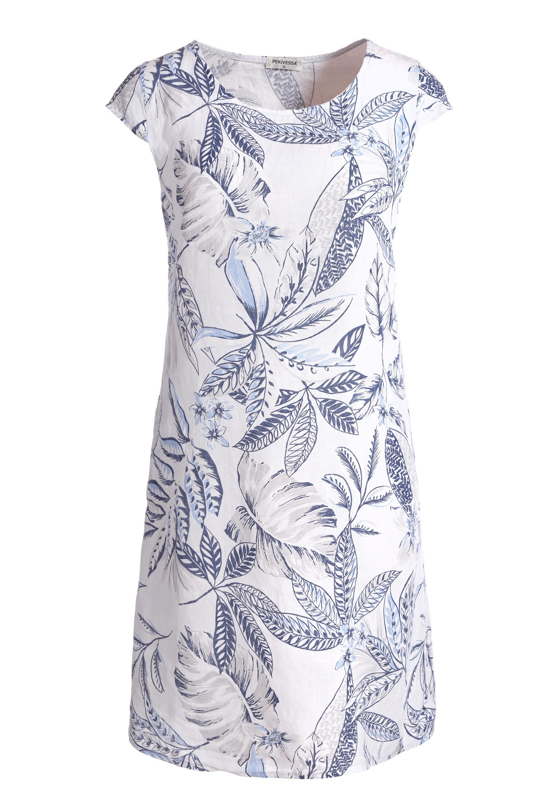 PEKIVESSA Sommerkleid Leinenkleid knielang kurzarm mit günstig online kaufen