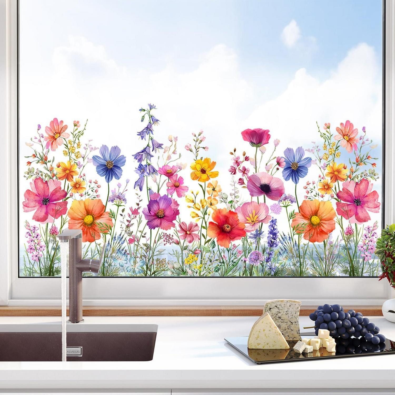 LuxusKollektion Fensterbild Fensterbilder Frühling Blumen Kollisionsschutz doppelseitig