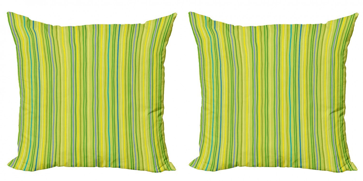 Kissenbezüge Modern (2 Weiche geometrische Digitaldruck, Accent Green Stück), Lime Doppelseitiger Linien Abakuhaus