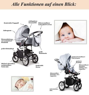 babies-on-wheels Kombi-Kinderwagen 3 in 1 Kinderwagen-Set Cosmo ECO - 16 Teile - in 29 Кольора(ів)