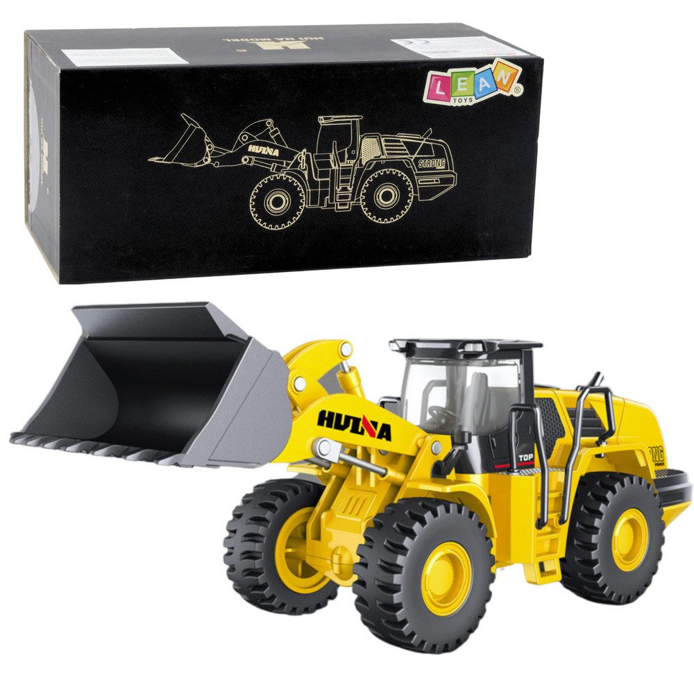 HUINA Spielzeug-Bagger Radlader Baustellenfahrzeug Sammlermodell, (Spar-Set, 1-tlg., 20 x 7,5 x 7 cm massiv), Metallkonstruktion, bewegliche Schaufel, Maßstab 1:50