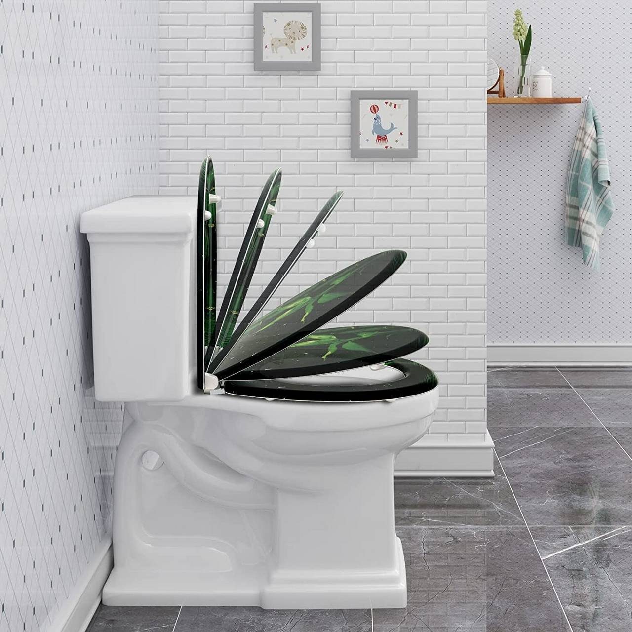 Woltu WC-Sitz (1-St), mit Abesenkautomatik, aus Duroplast, Deco Design