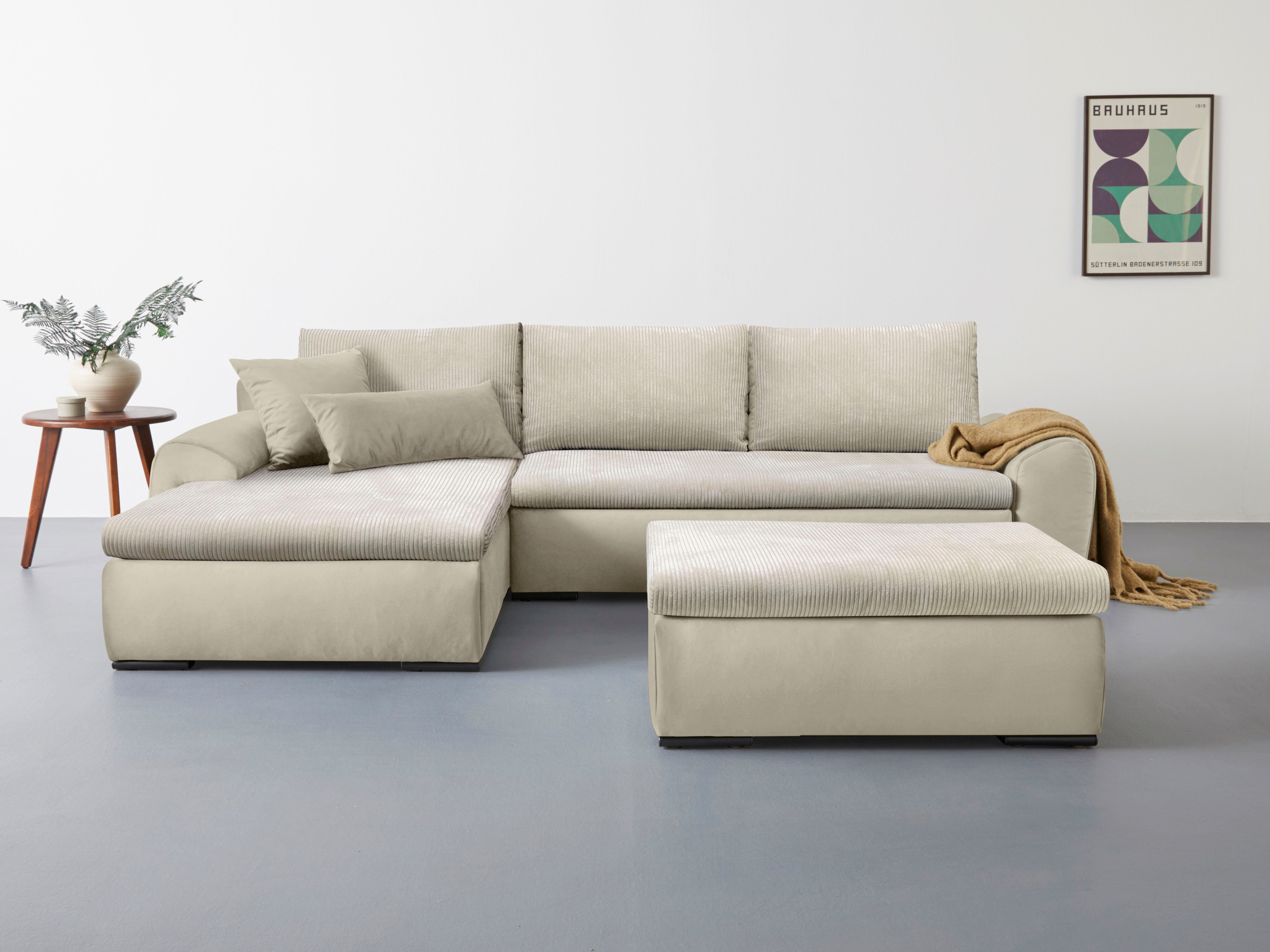 Home affaire Ecksofa Win L-Form, B: 285 cm - OTTO. Verlässliche Qualität., mit 2 Zierkissen, optional Bettfunktion & Bettkasten