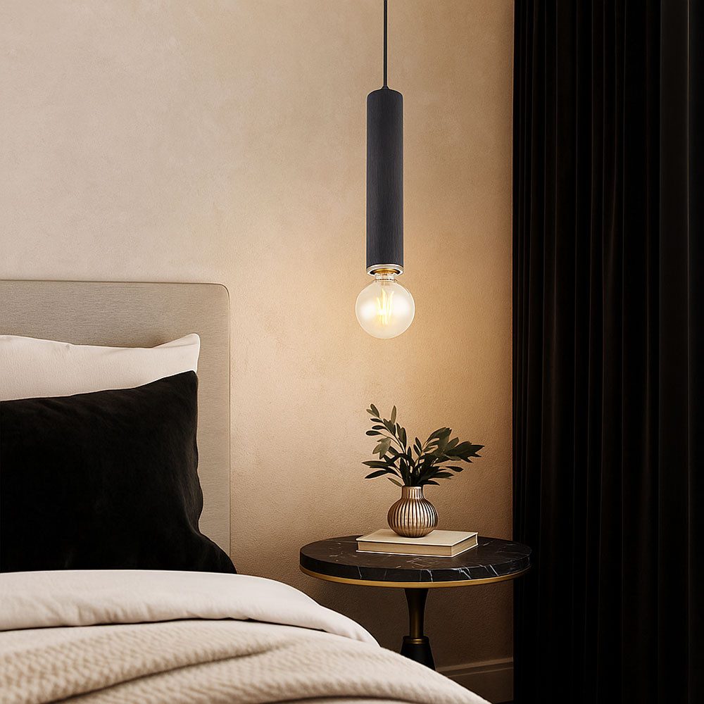 GLOBO LIGHTING Pendelleuchte, Leuchtmittel nicht inklusive, Hängelampe Holz Pendelleuchte Industrie Retro Deckenleuchte schwarz