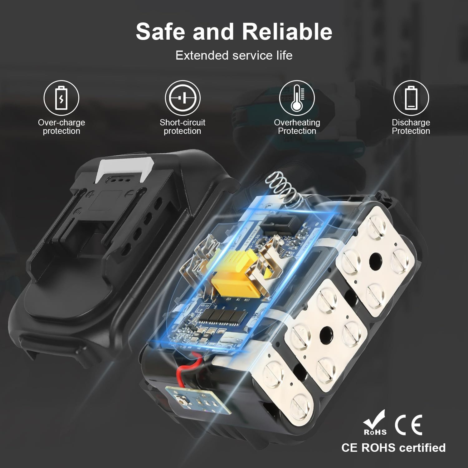 Athlix Ersatz Akku 6,0 Ah für Makita 18-V-Akku, 2er Set, BL1860, BL1850-Serie Akkupacks (18 V), 2 Stück, 6000 mAh, 20 % längere Laufzeit