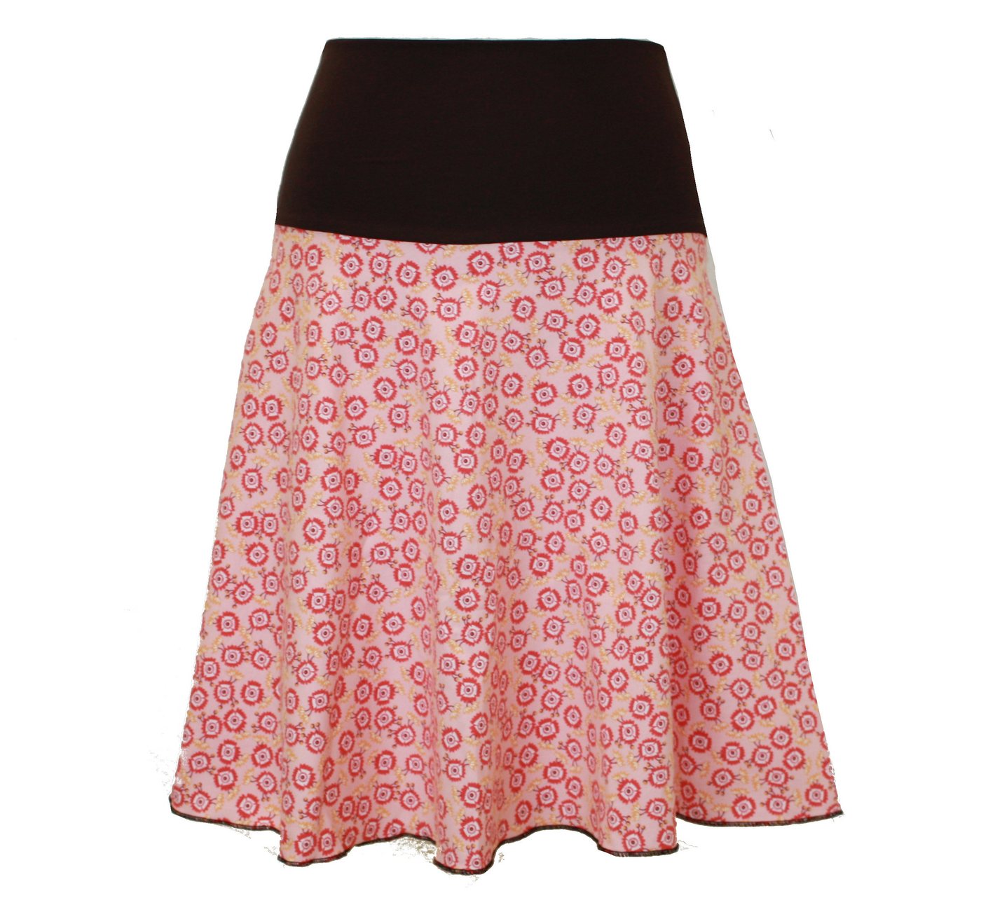 dunkle design A-Linien-Rock Sommer Sweat Schwarz Rot Pink Bunt 57cm elastischer Bund