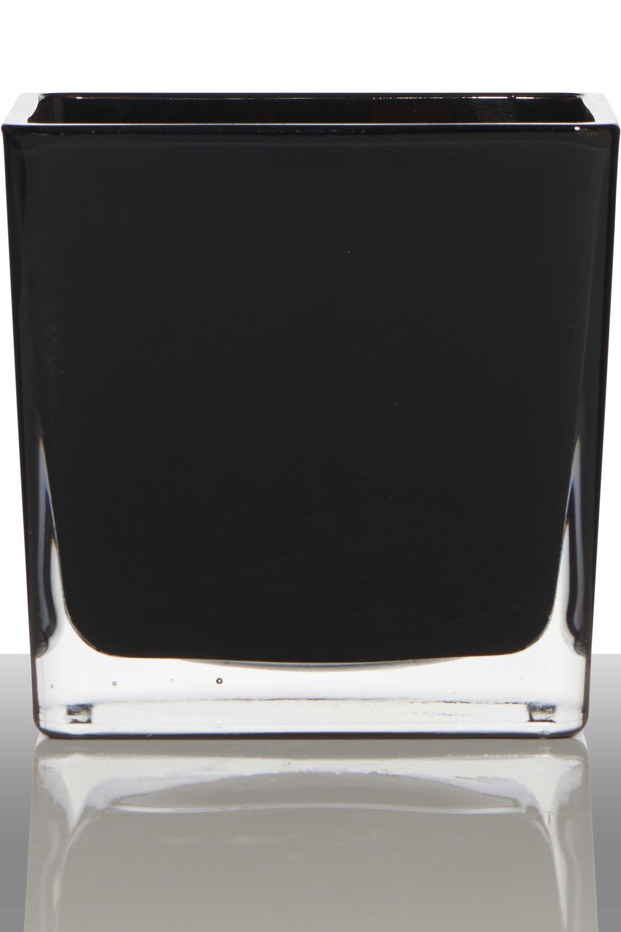 INNA-Glas Kerzenhalter Teelichtglas Kim, Würfel - Viereckig, schwarz, 6x6x6cm - Kerzenglas