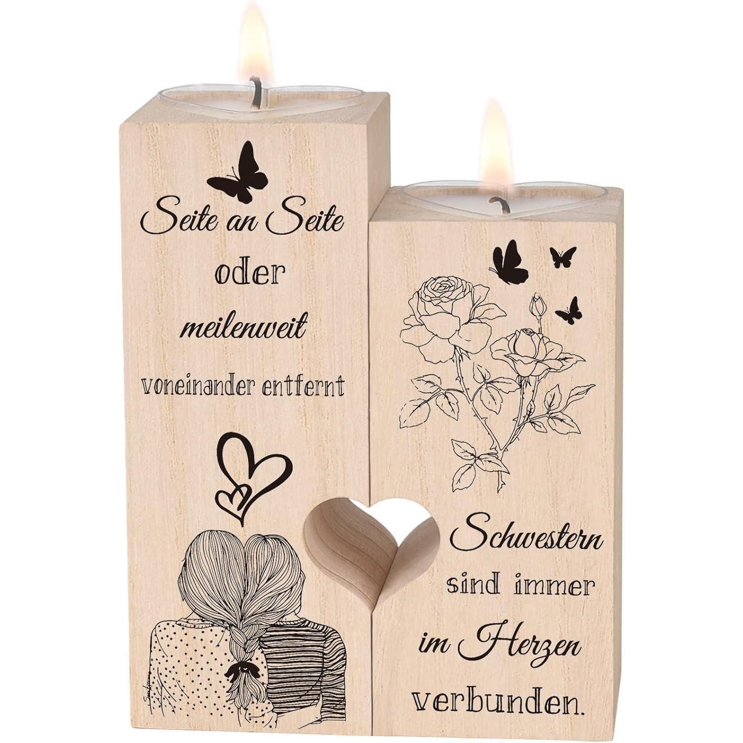 LuxusKollektion Teelichthalter Kerzenhalter Schwester Geschenk Geburtstag Geschenkideen Cp-2lrr-rrvr (1 St)
