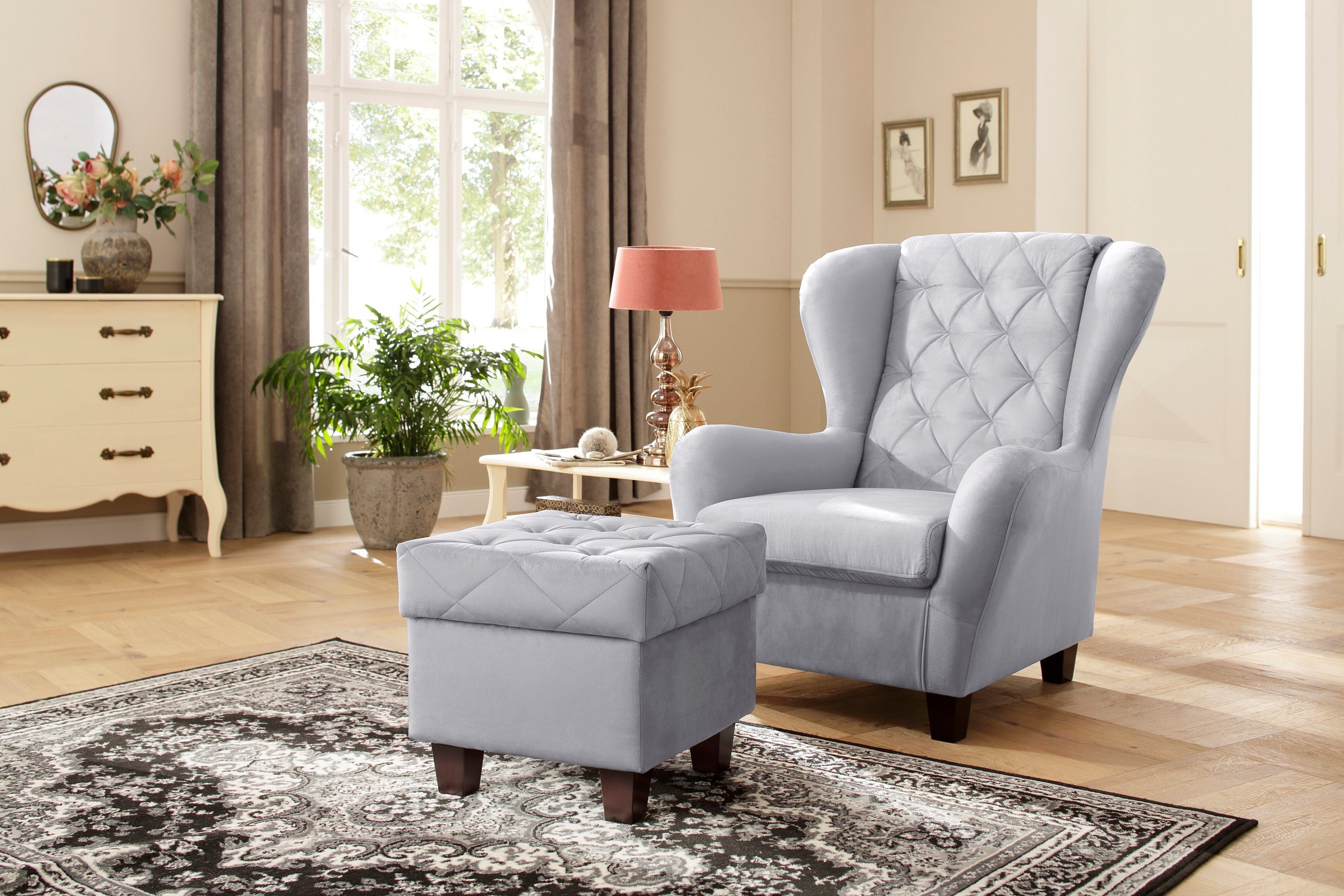 Home affaire Ohrensessel Alexandra, incl. Hocker, günstig online kaufen