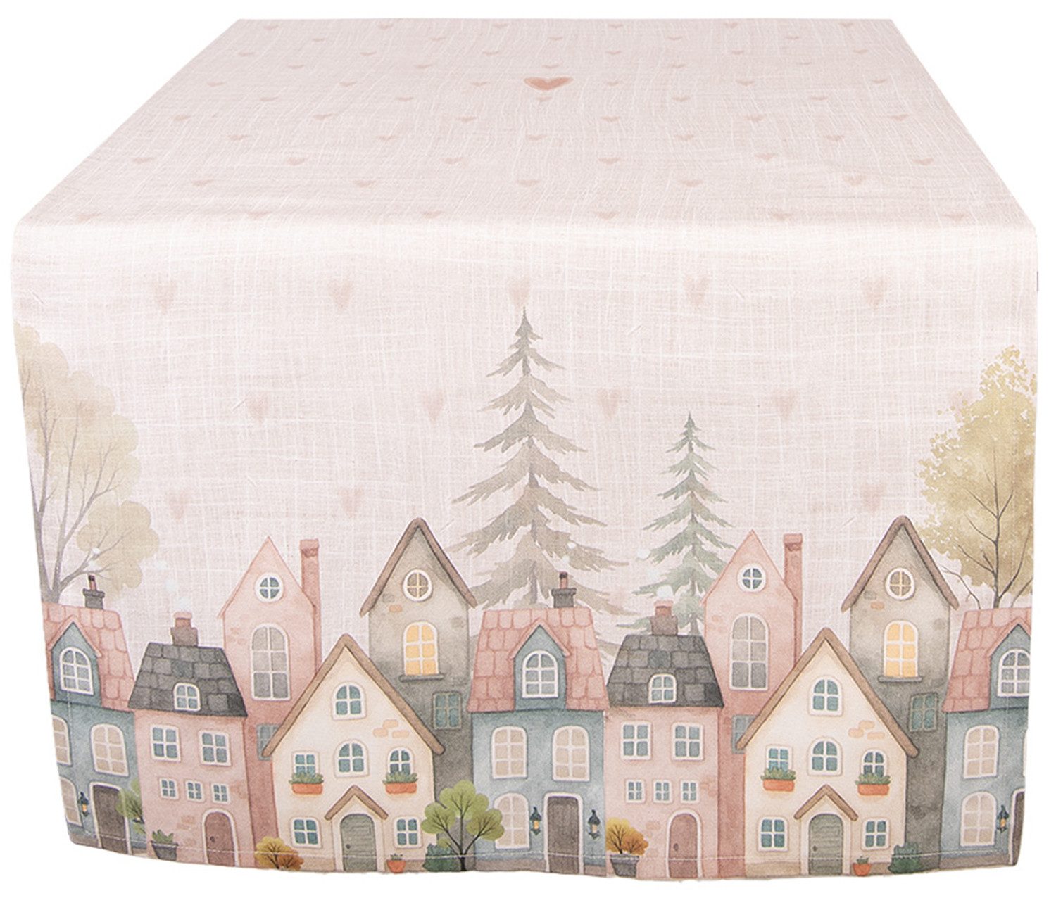 Clayre & Eef Tischläufer Homes and Hearts (1-tlg, 1-teilig), Tischläufer Tischdecke ca.50x140cm Baumwolle