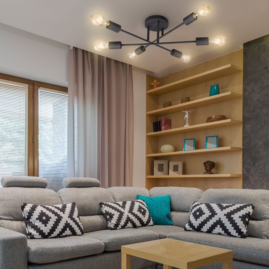 B.K.Licht LED Deckenleuchte Retro LED Deckenlampe Wohnzimmer E27 schwarz-ma günstig online kaufen