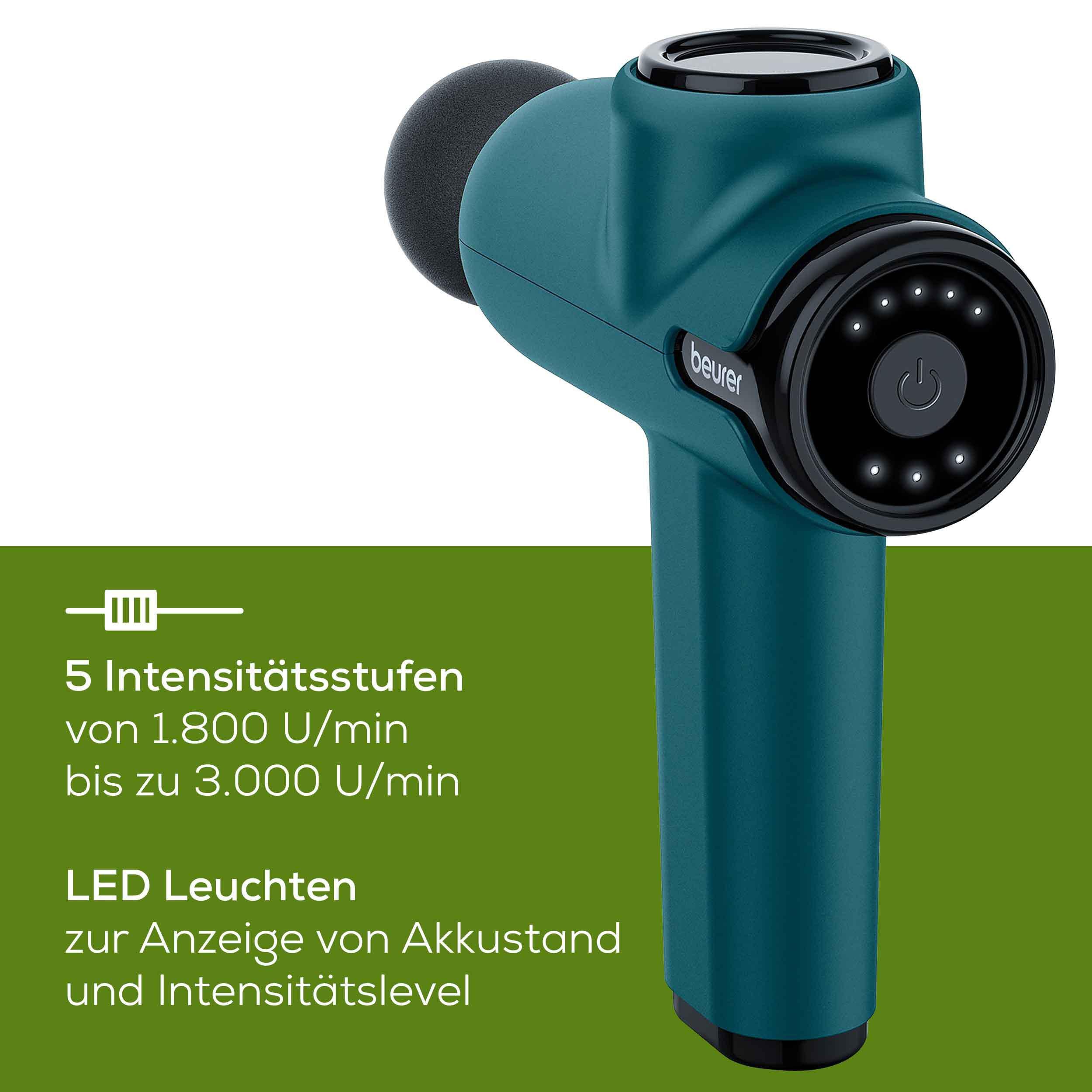 BEURER Massagegerät MG 99 kraftvolles Muskelmassagegerät mit 4 Aufsätzen, Massage-Gun für wohltuende Triggerpunkt-Massagen
