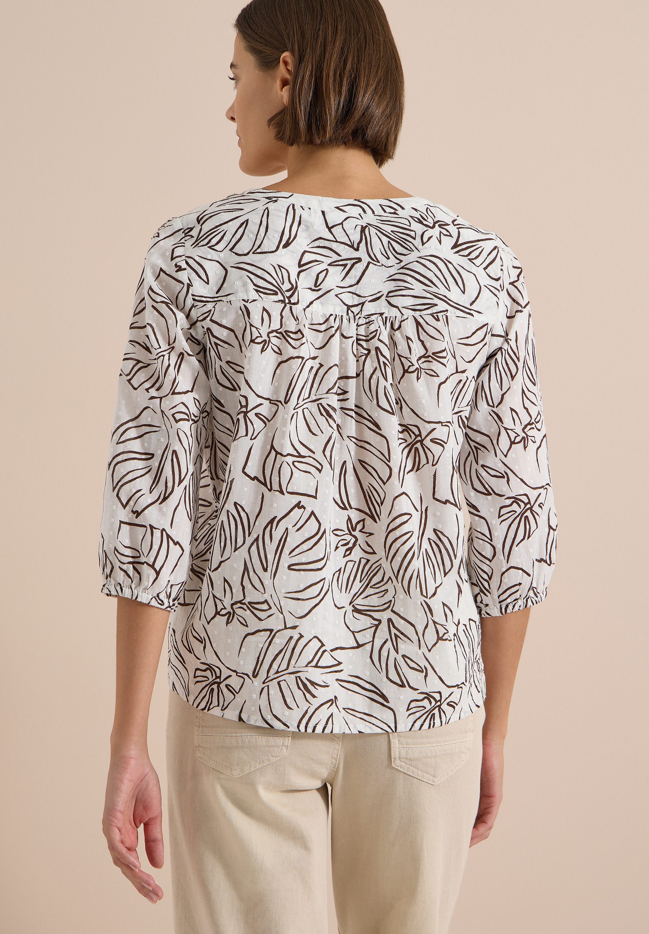 CECIL Druckbluse 3/4-Arm Sommerbluse-Tunika mit Blätterprint