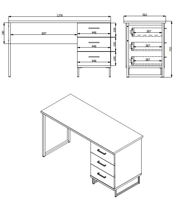 INOSIGN Schreibtisch Sardinia, im Industrial Look, Home Office