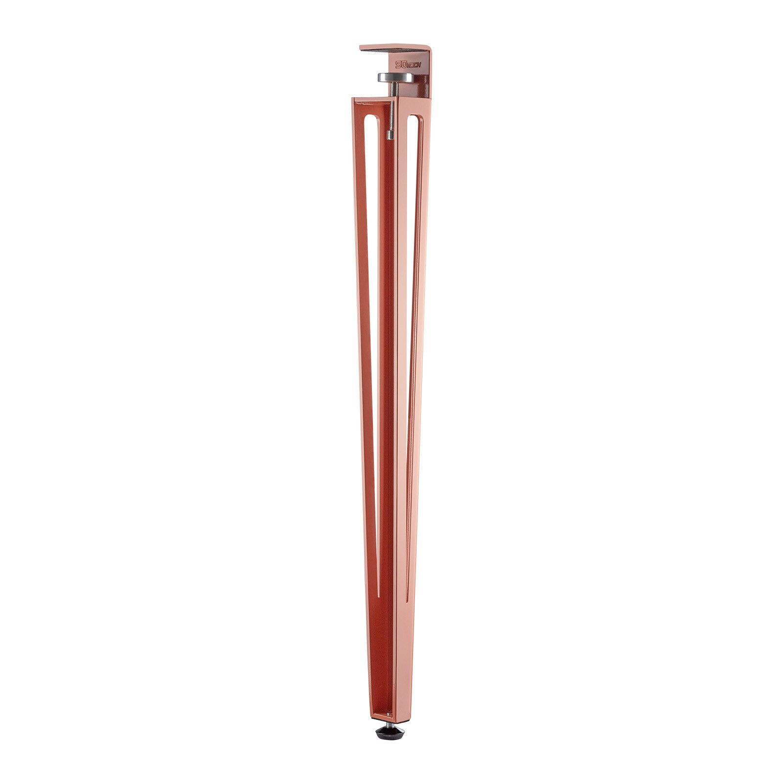 SO-TECH® Tischbein ColorLine in F-Form konisch zulaufend von 70 auf 40 mm, mit Klemmschraube (ohne Bohren) - rosa - Höhe 745 mm - 1x