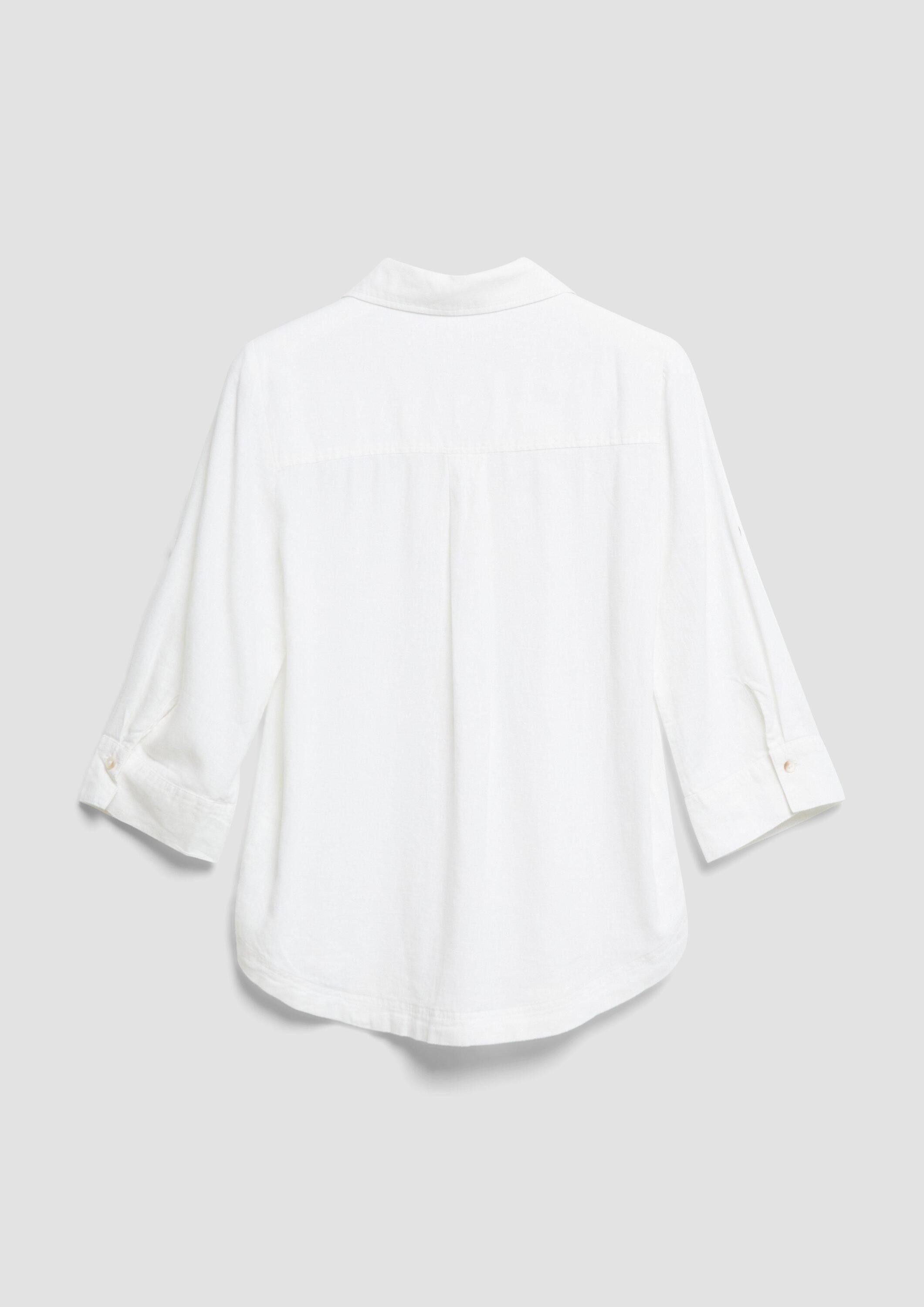 s.Oliver Kurzarmbluse Bluse Leinenmix-Bluse mit 3/4-Ärmeln und Turn-up