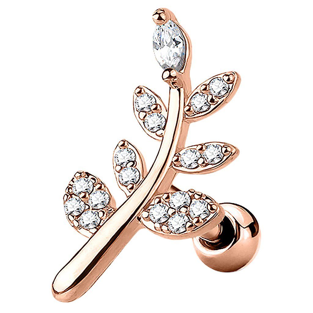 Taffstyle Piercing-Set Helix Tragus Ohrpiercing Stecker Kristall Blatt Chirurgenstahl (Feiner Strass Blatt Ohrstecker mit Kristallen aus 316L Chirurgenstahl)