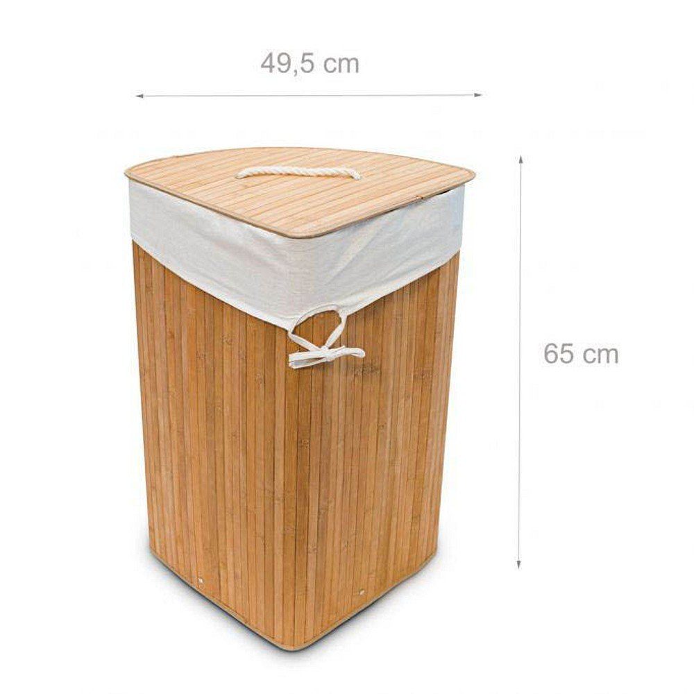 Wäschekorb 1 Eckwäschekorb Bambus ca. 60 Liter - hellbraun/weiß