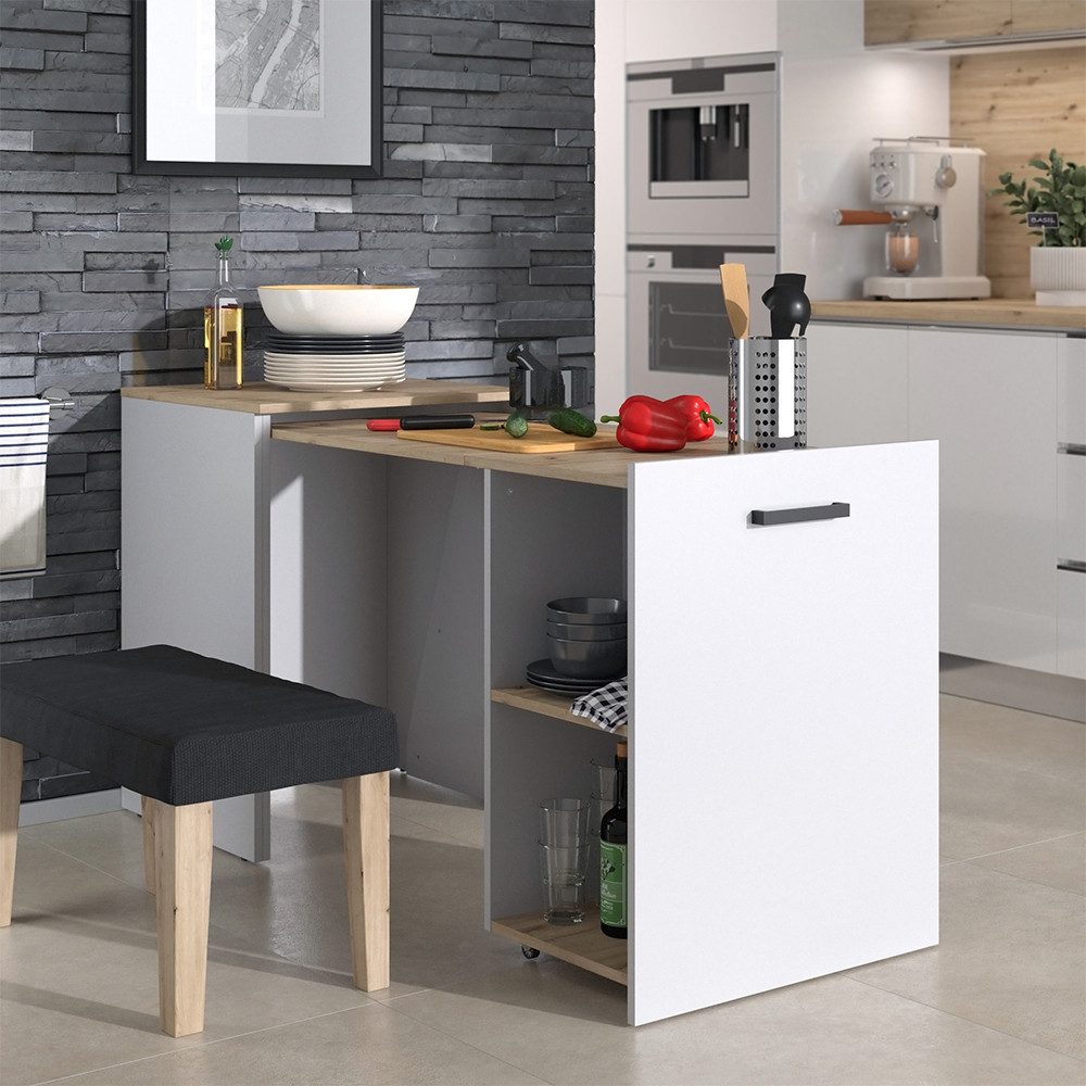 Vicco Esstisch Adam, Greige/Artisan-Eiche, 60 x 50.4 cm ausziehbar (1-St)