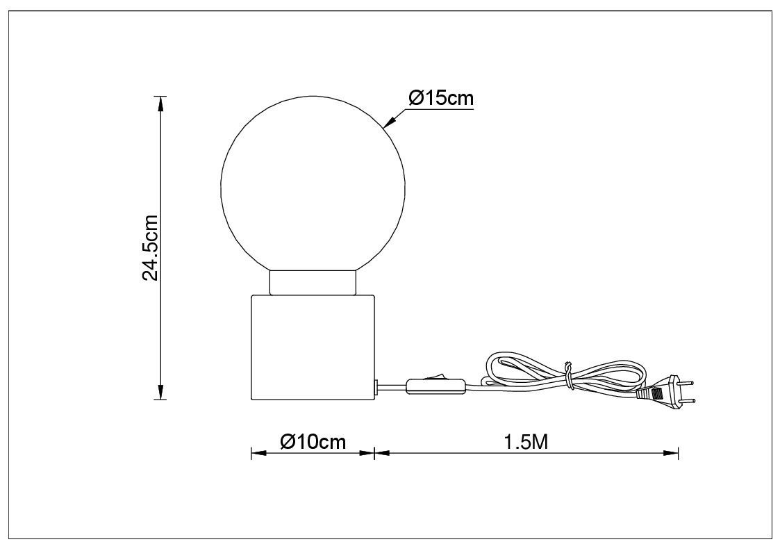 cm) LEUCHTEN 15x24.50 15x24.50 GLOBO Tischleuchte Tischleuchte, MARKA DH Tischleuchte GLOBO (DH cm grau Lighting