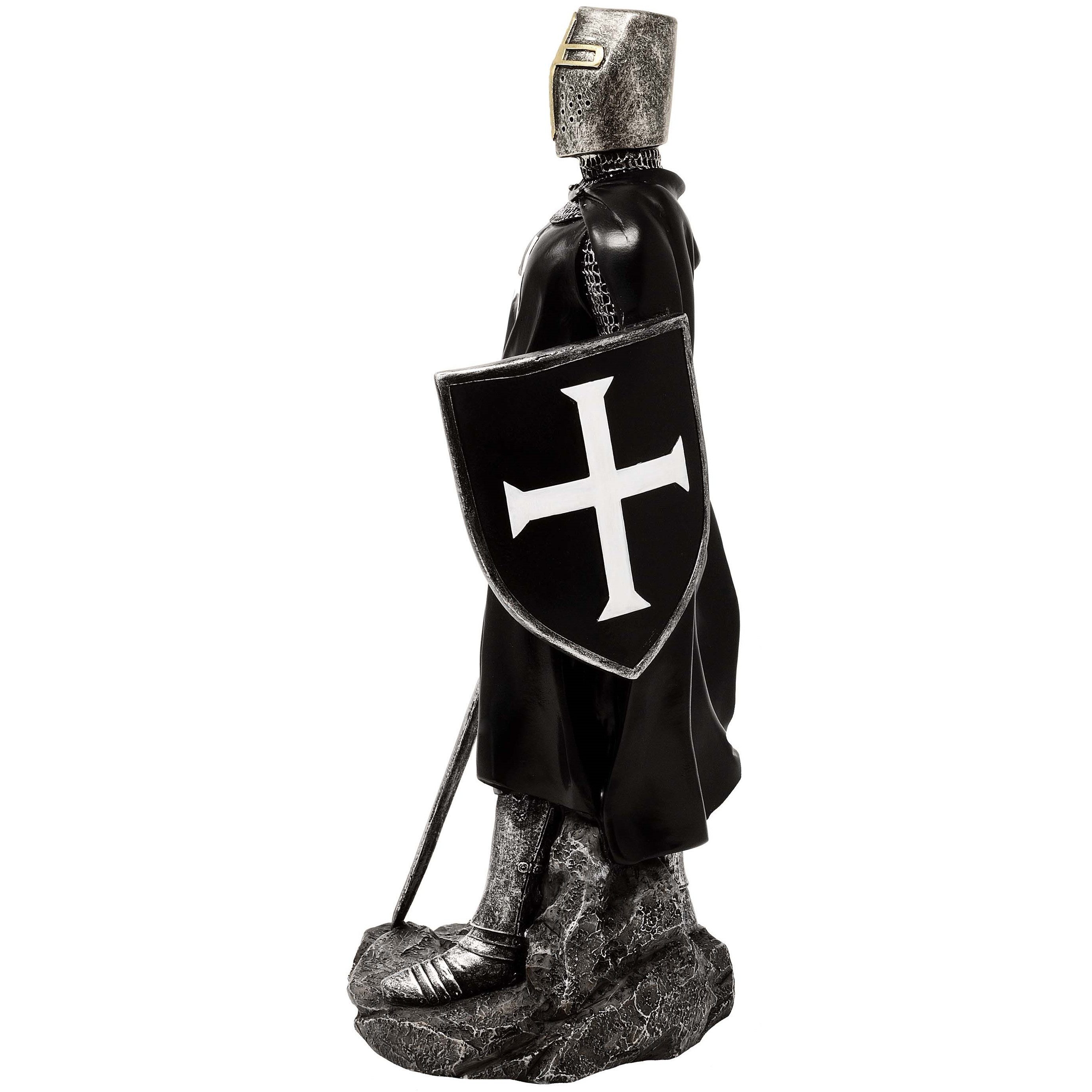 MystiCalls Dekofigur Kreuzritter stehend mit Schwert Ritter Ritterfigur schwarz Mittelalter (1 St), Sammelfigur, Sammlerfigur, Designerfigur, Dekofigur, Dekorationsobjekt