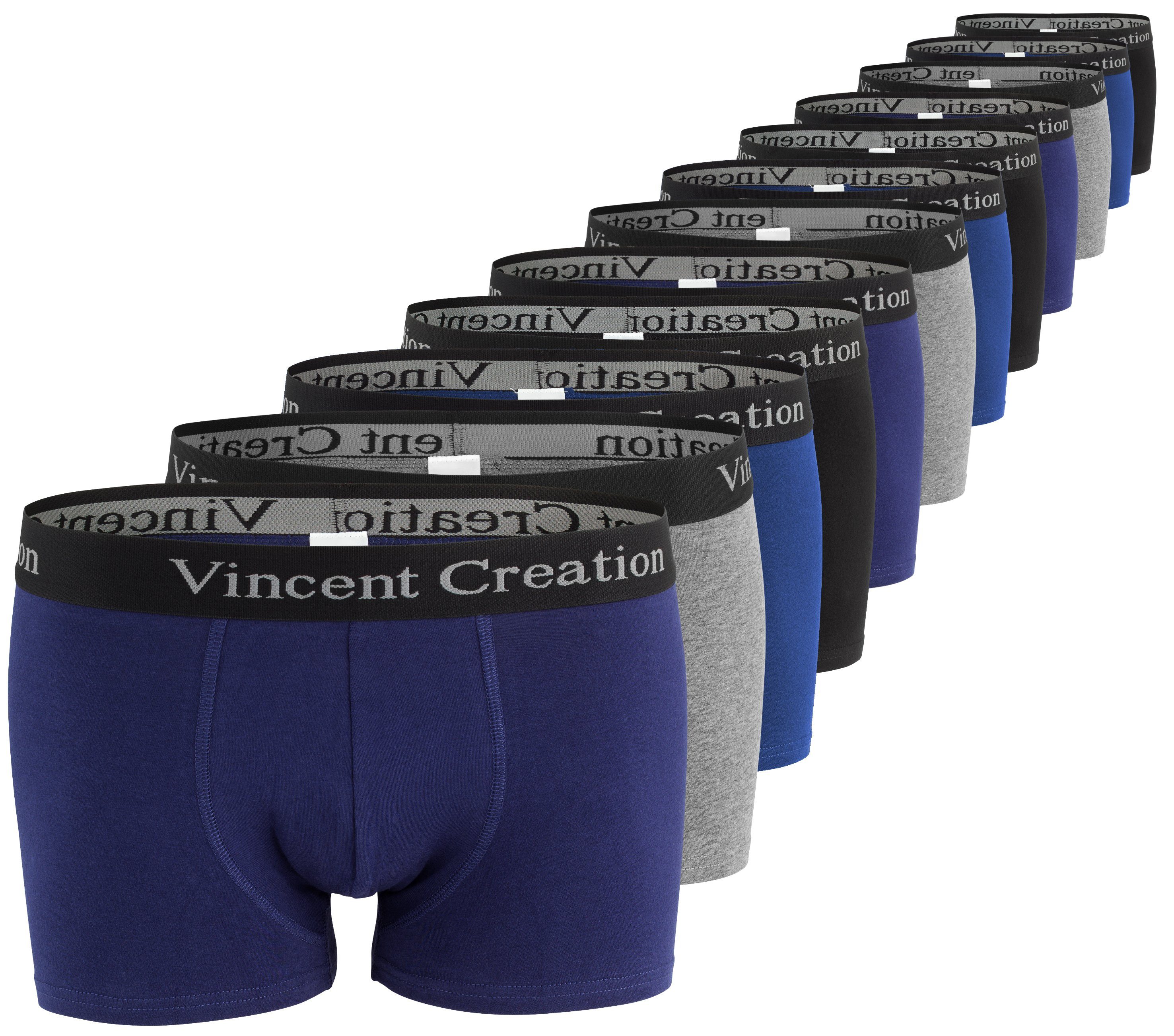 Vincent Creation® Boxershorts (12-St) angenehm stretchiger Baumwollmix schwarz/grau/marine