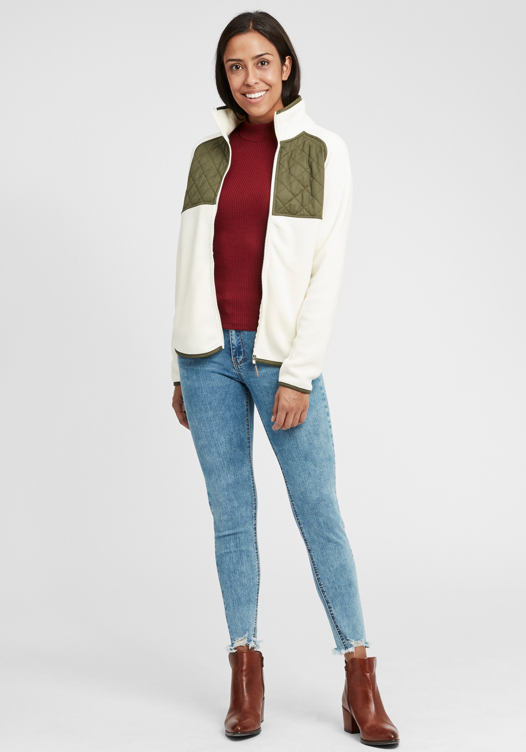 OXMO Kapuzensweatjacke OXMalin Fleece Übergangsjacke mit Steppmuster günstig online kaufen