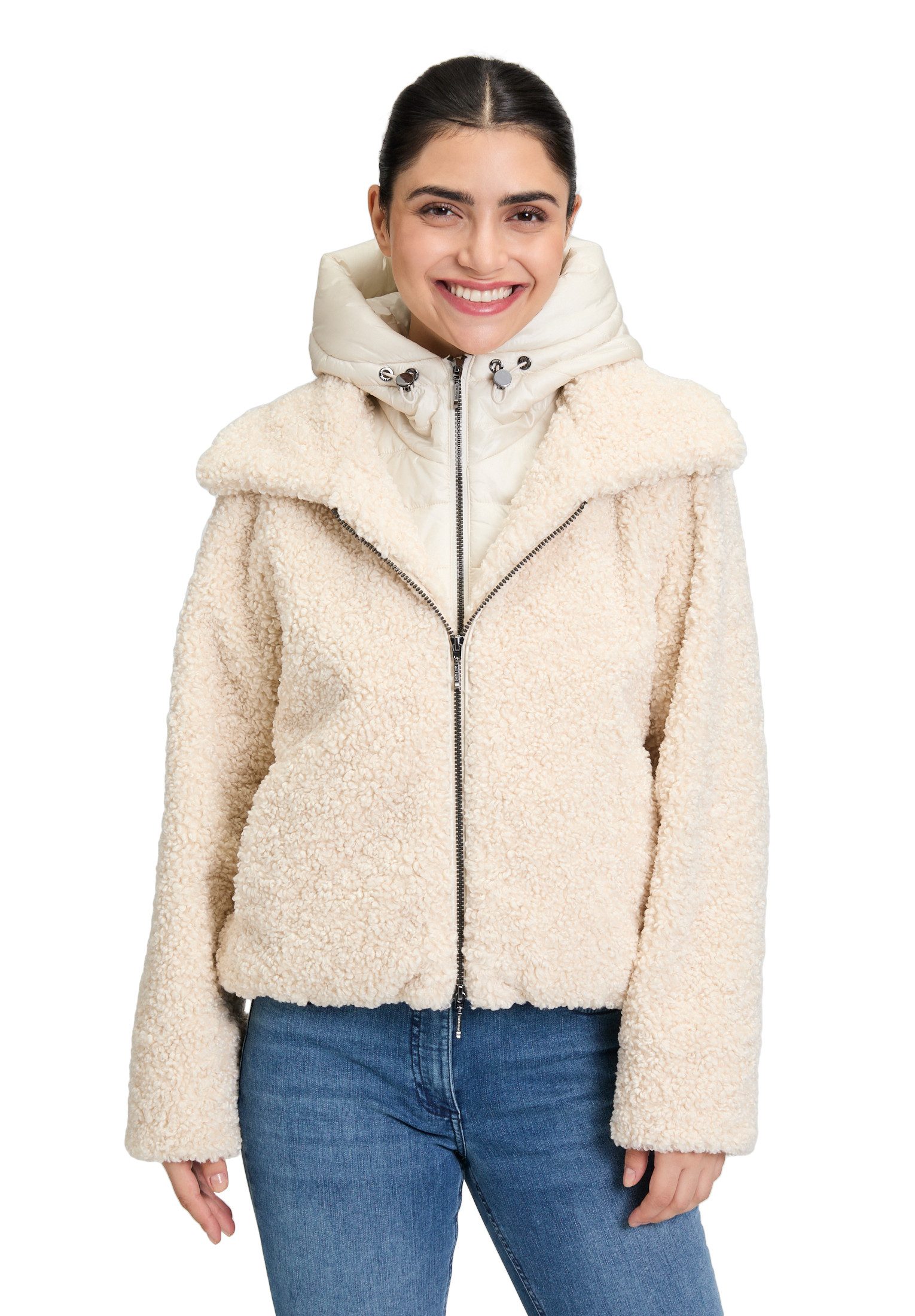 Amber & June Plüschjacke Damen Plüschjacke mit abnehmbarem Westenteil günstig online kaufen