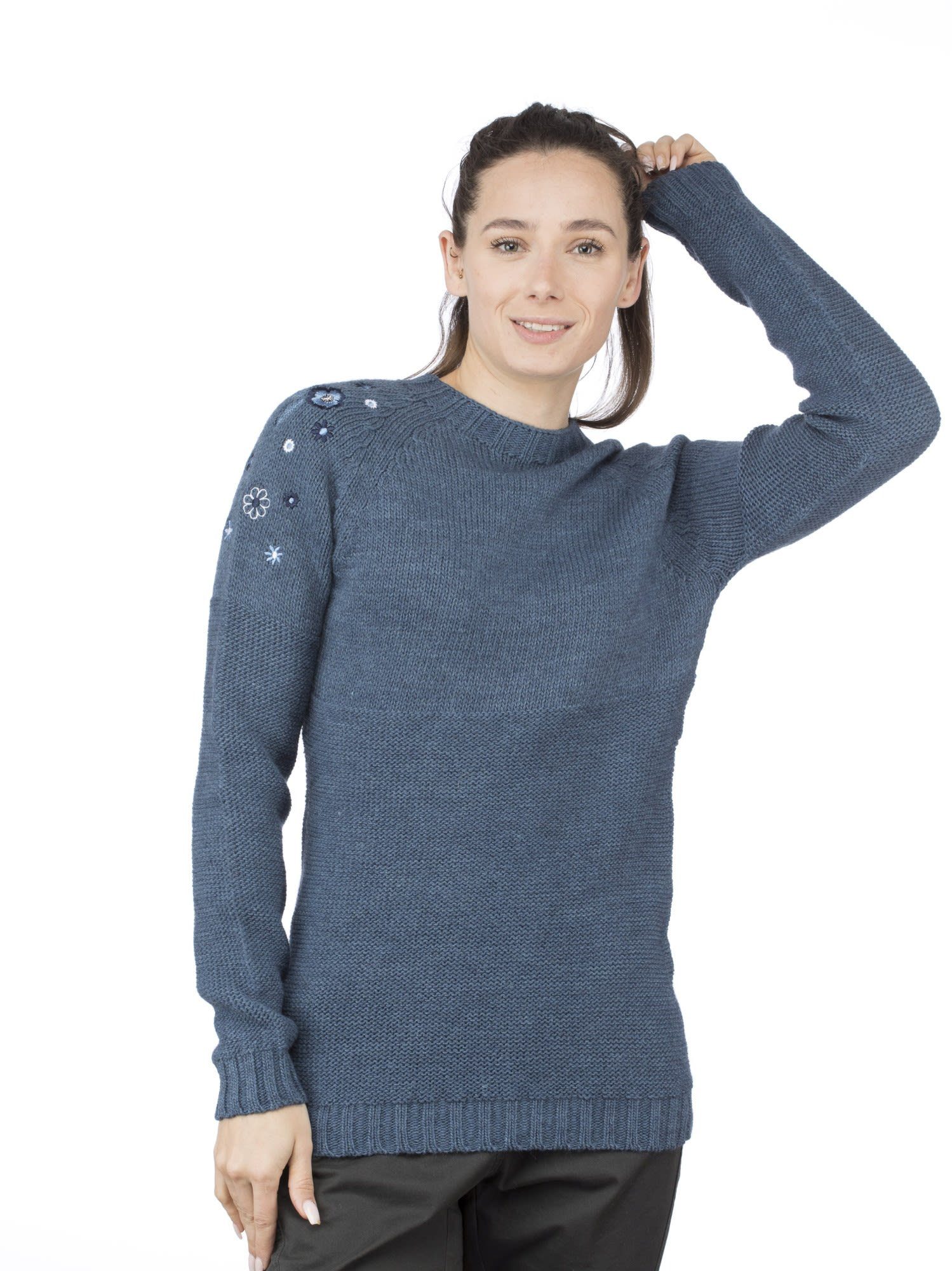Chillaz Longpullover Karwendel Freizeitpullover Melange Chillaz W Damen Blue Sweater