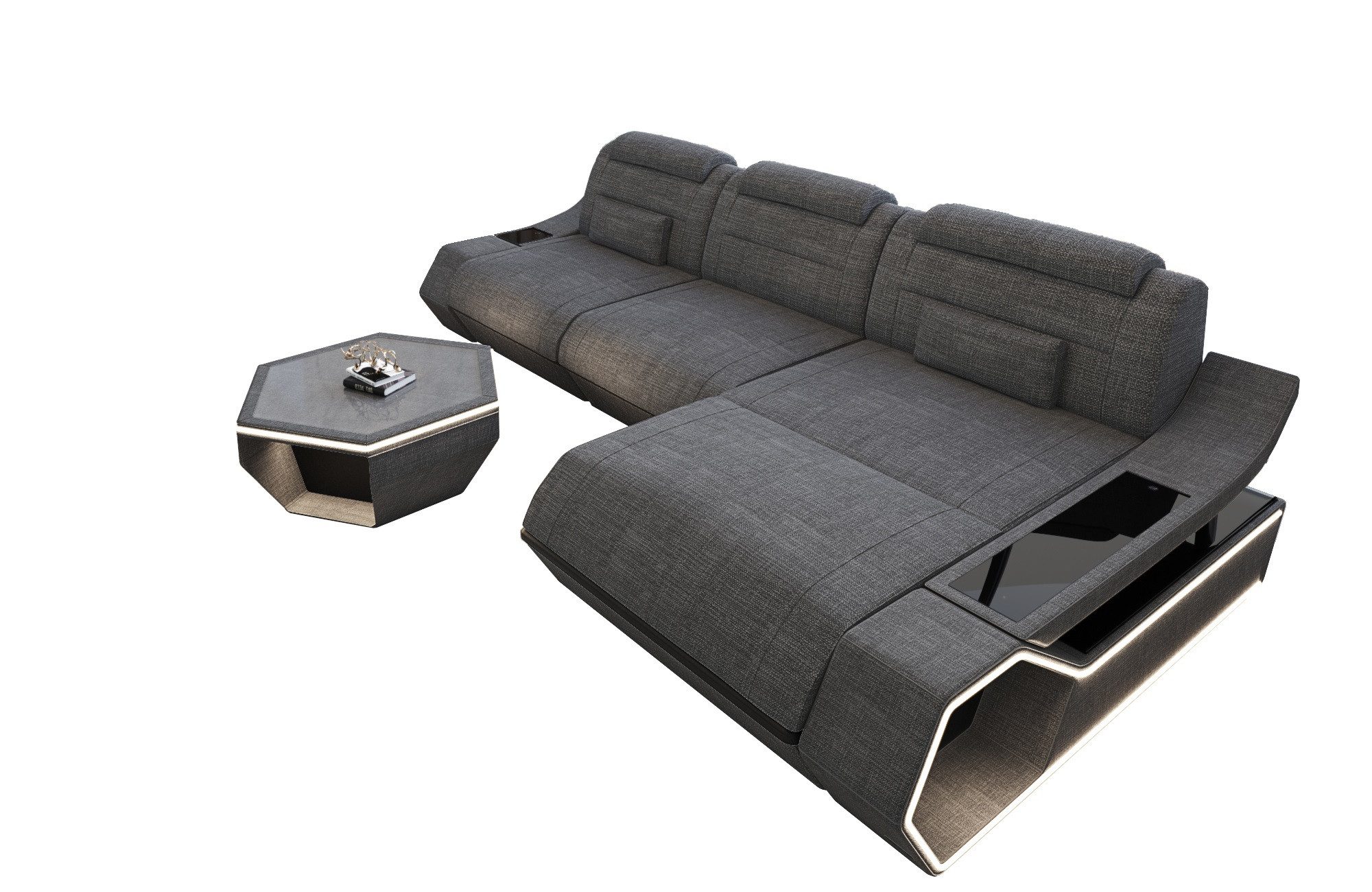 Sofa Dreams Ecksofa Polster Ecksofa Toscano L Form, LED Beleuchtung