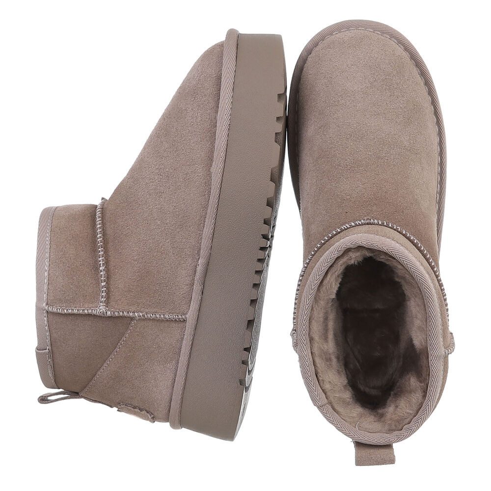 Ital-Design Bequemer Plattform-Echtleder-Schuh für Alltag und Freizeit Snowboots (90471170) Flach Plateaustiefeletten in Hellbraun