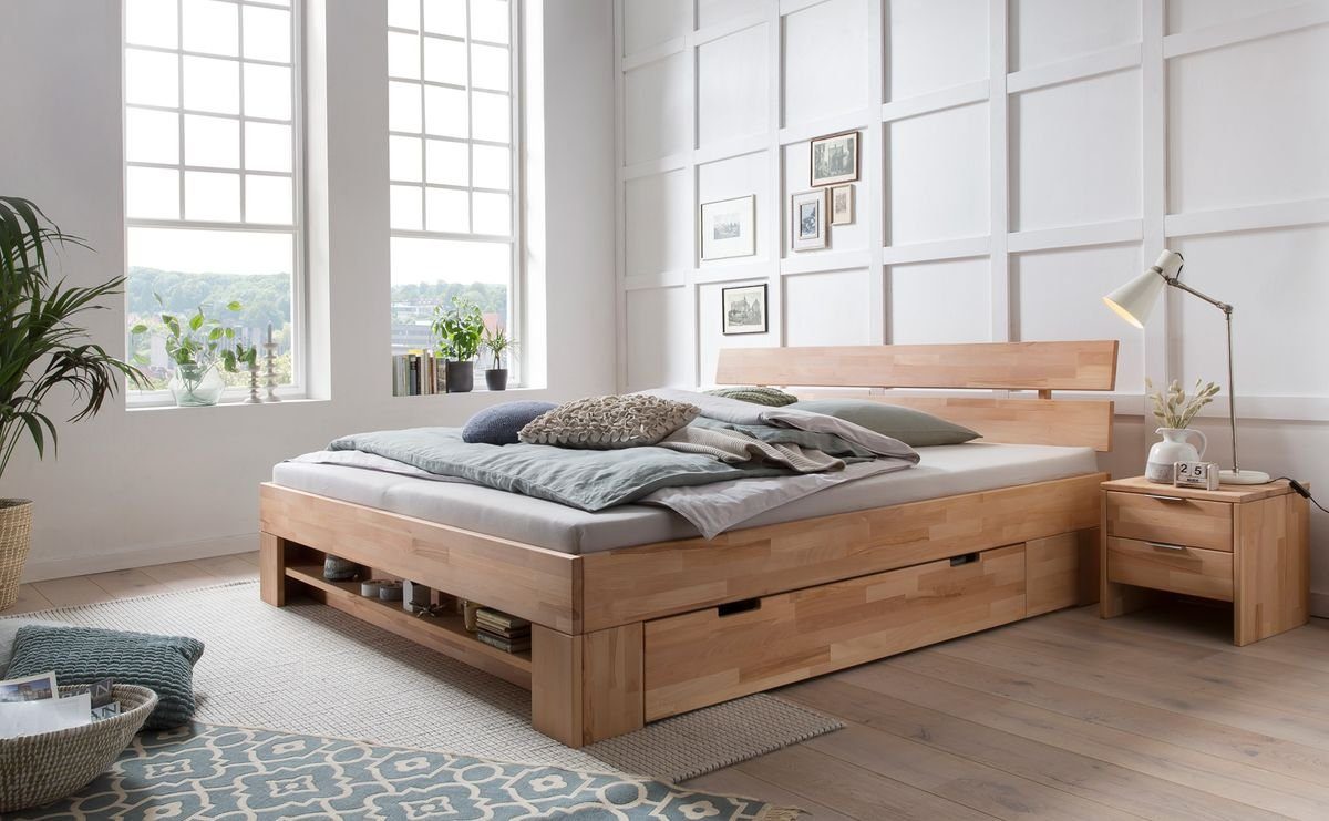 expendio Massivholzbett Erich (Spar-Set, 5-tlg), Kernbuche günstig online kaufen