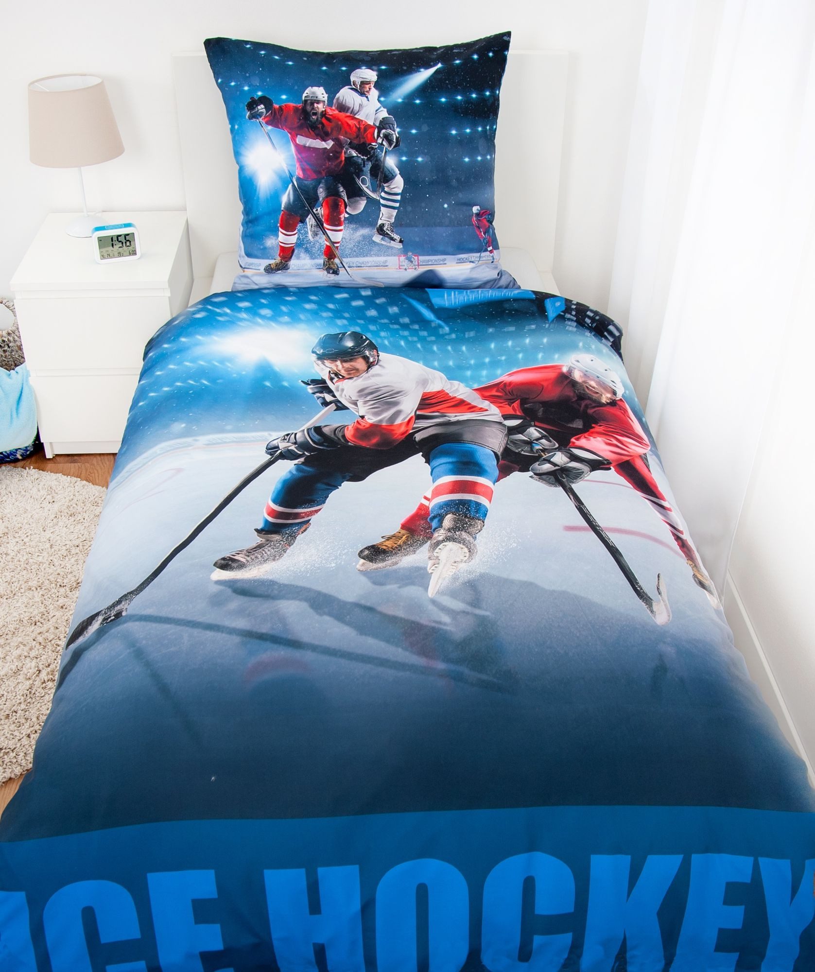 Herding Kinderbettwäsche Eishockey Bettwäsche Set 2tlg. 135x200 cm 100% Microfaser, 1 teilig, Langlebig