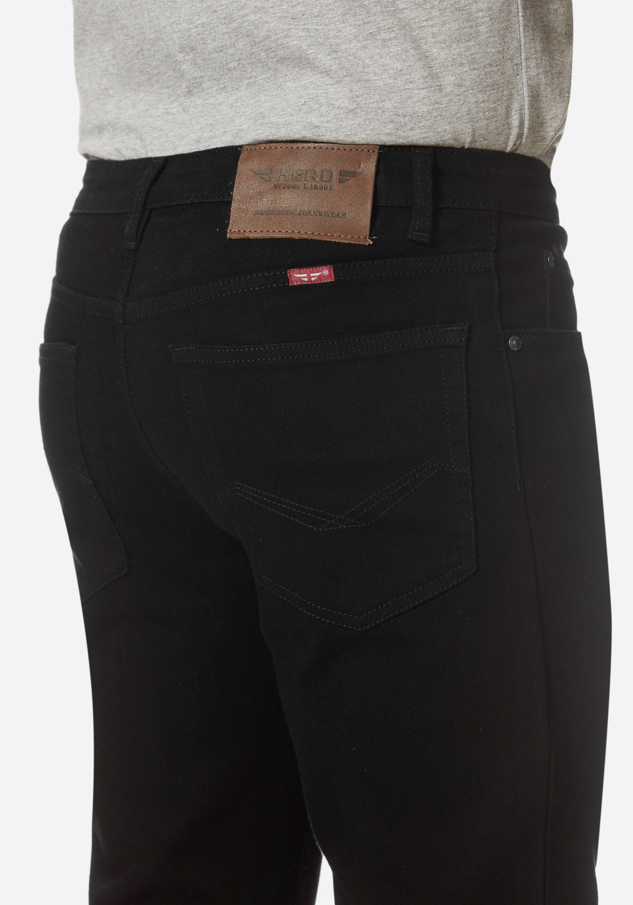 HERO by John Medoox 5-Pocket-Hose Phoenix Twill Big Straight Cut Stretch Jeans Straight Fit Casual Clean Wash Denim Jeans für Herren