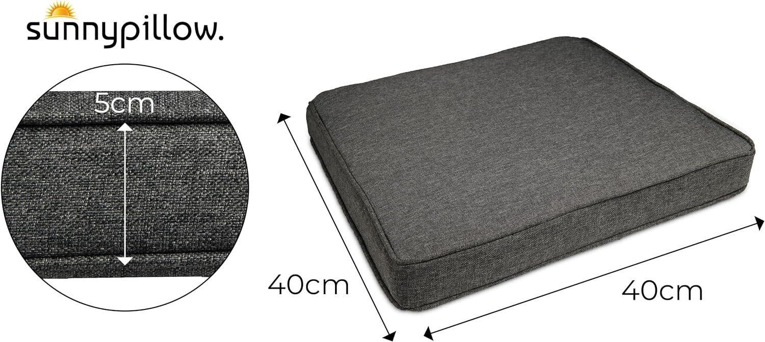 sunnypillow Stuhlkissen 4er Set Stuhlkissen wasserdicht UV-lichtecht BALI, 4er Set 40x40x5cm Anthrazit