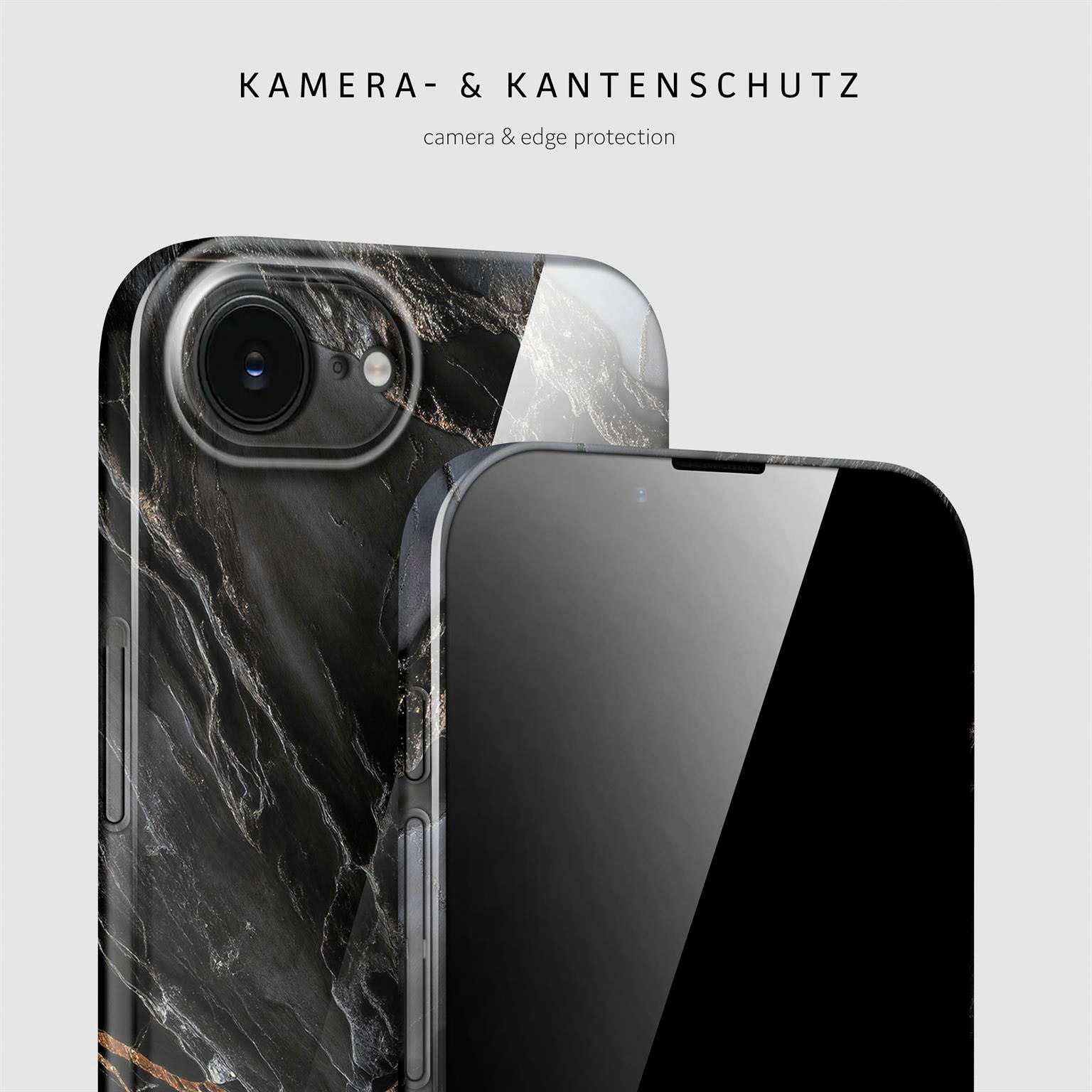 ONEFLOW Handyhülle für iPhone 16e Hülle Marmor Bliss Cover Gold Black 6,1 Zoll, Handy Schutz Backcover Handytasche Case Schutzhülle mit Kameraschutz