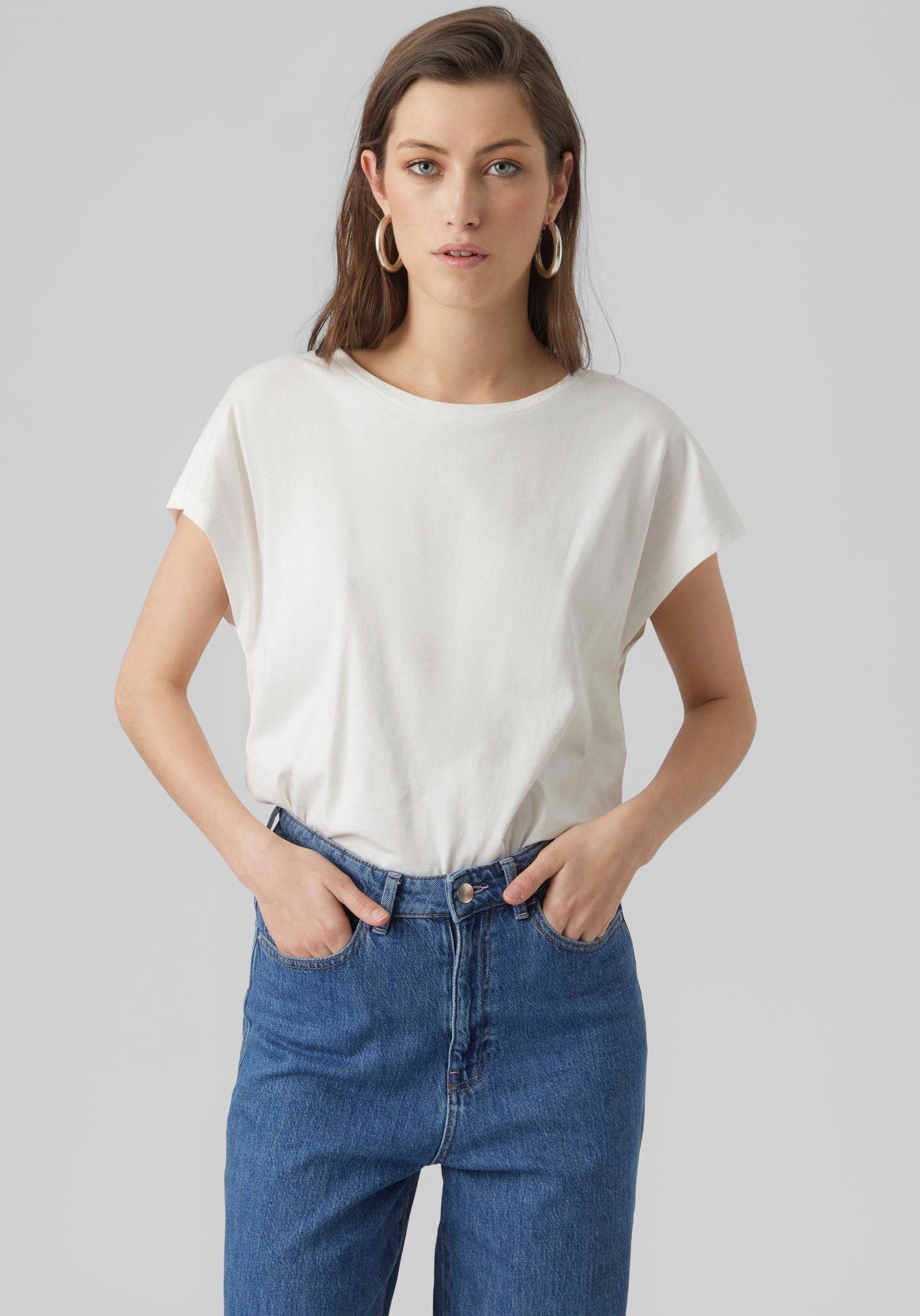 Vero Moda Kurzarmshirt VMPIA TOP White WIDE Snow SS NOOS