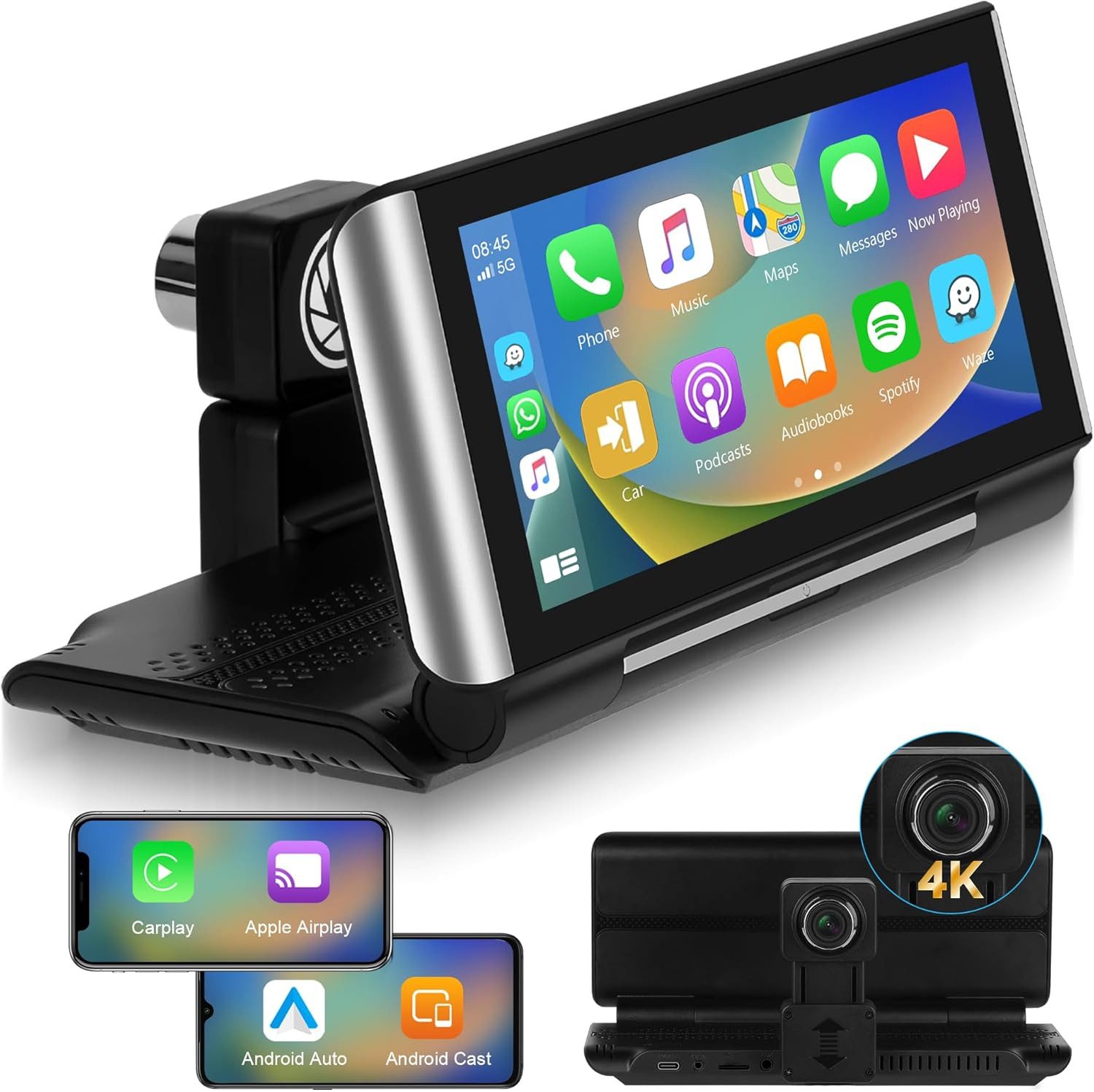6.86" Touchscreen 180° drehbarer Bildschirm mit GPS 4K Frontkamera Navigationsgerät