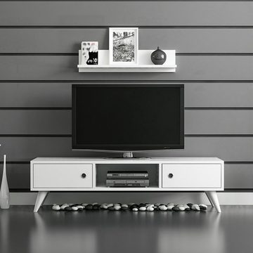 en.casa TV-Schrank »Egebjerg« TV Board 2 Türen, Lowboard 35x130x40 cm, Weiß