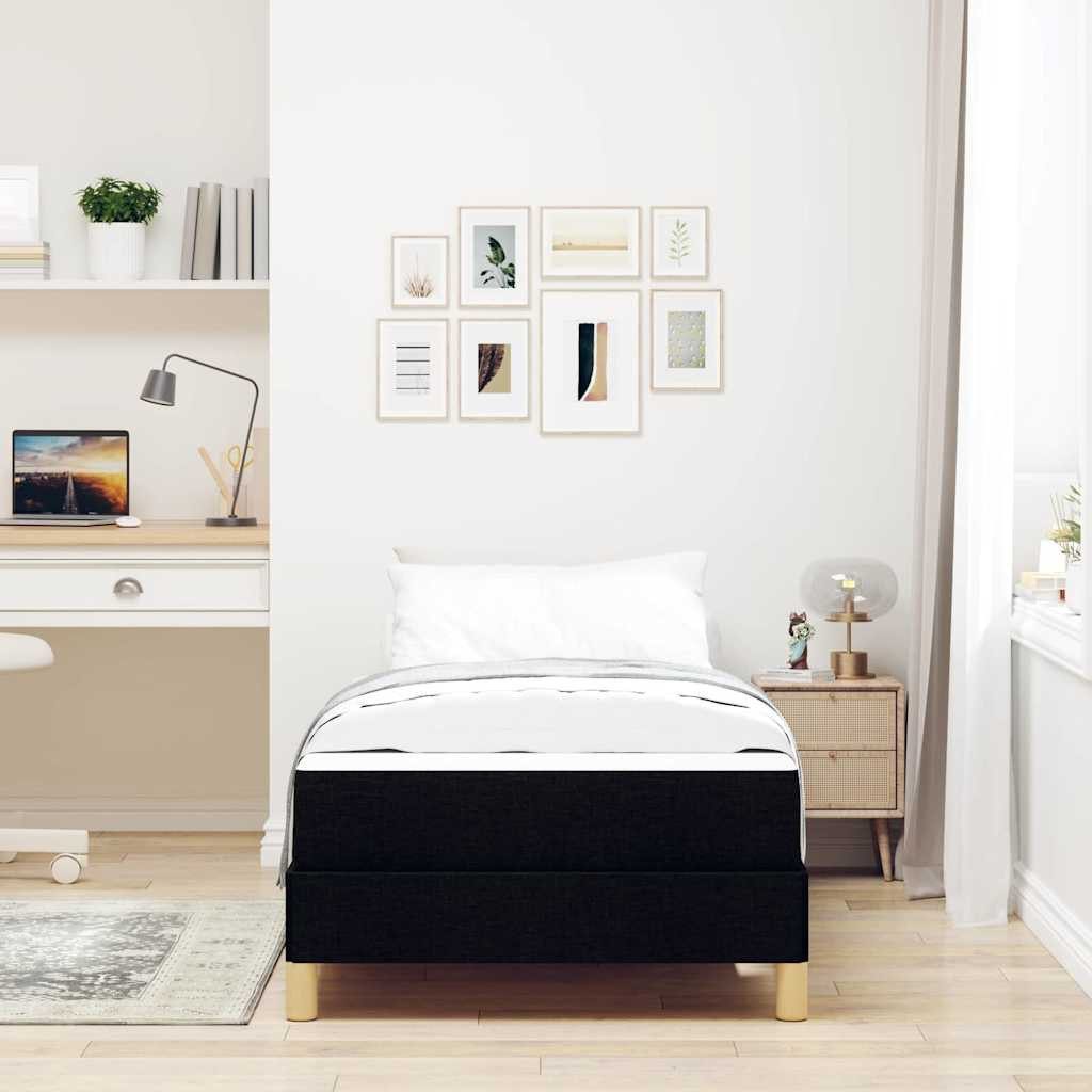vidaXL Bett Boxspringbett mit Matratze Schwarz 80 x 200 cm Stoff (1-tlg) – Bild 3 von 5