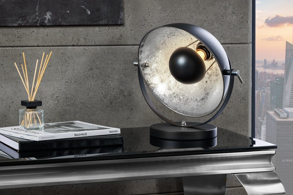riess-ambiente Tischleuchte STUDIO 40cm schwarz / silber, ohne Leuchtmittel, Industrial