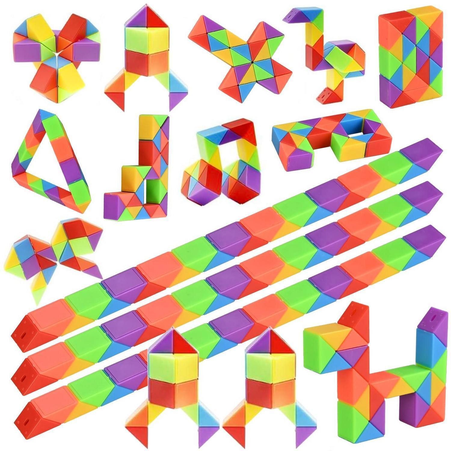 LuxusKollektion Würfelpuzzle Magic Snake Knobelspiel 15Stk 24Blöcke, Puzzleteile