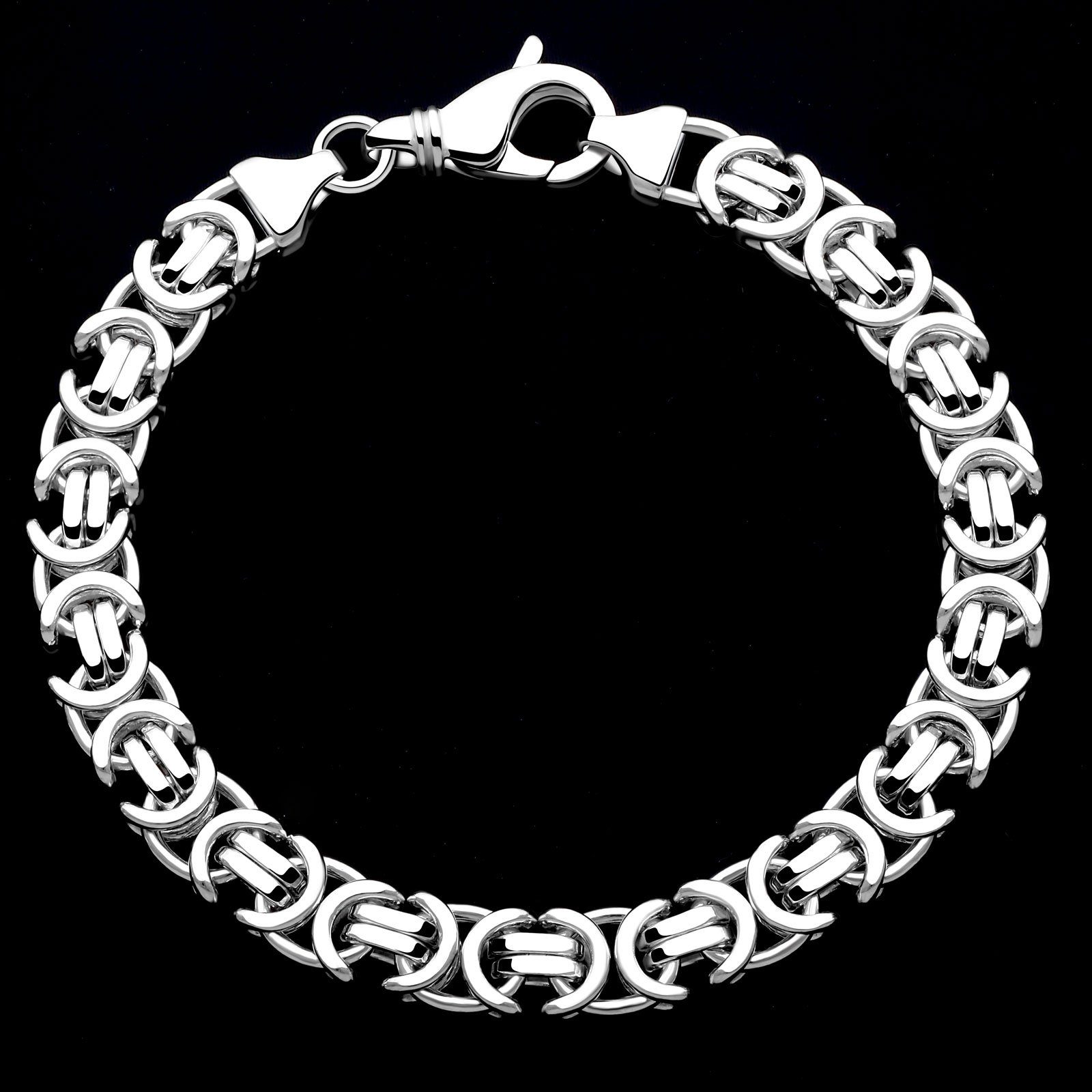 in Fein Königsarmband 925er 8,5mm Made Etruskerarmband Königsarmband Tony Silber, Italy