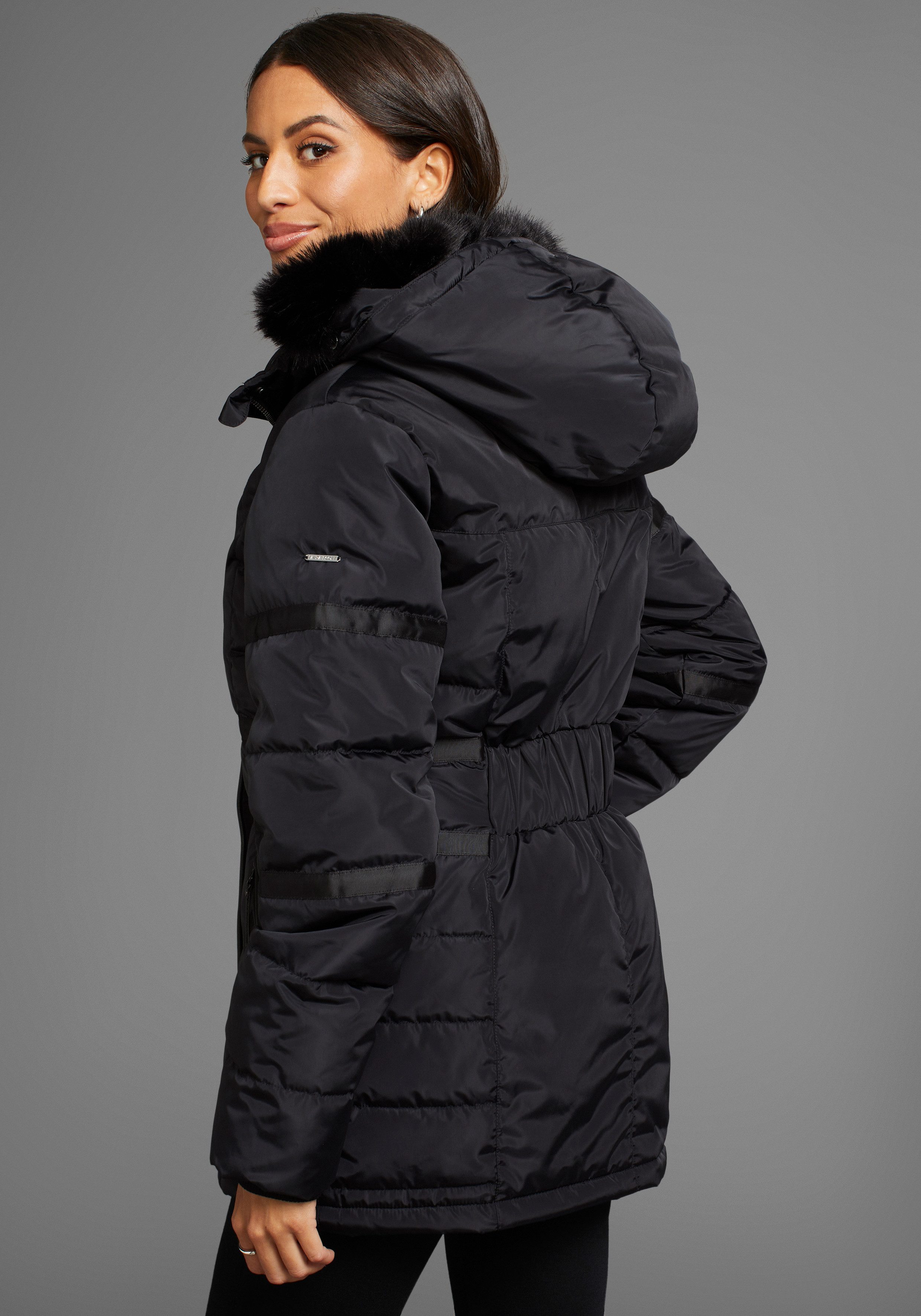 Laura Scott Winterjacke mit abnehmbarer Kapuze und Fellimitat günstig online kaufen