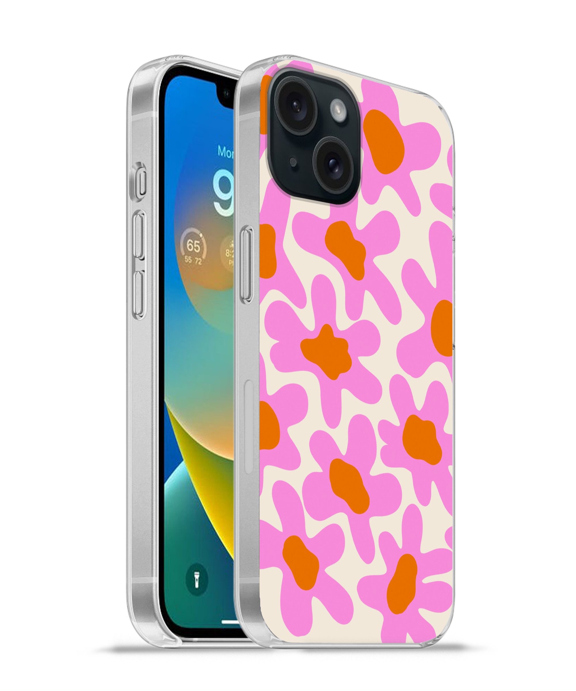MuchoWow Handyhülle für Apple iPhone 15 Blume - Rosa - Muster, Smartphone-Bumper, Print, Handy Schutzhülle Dünn