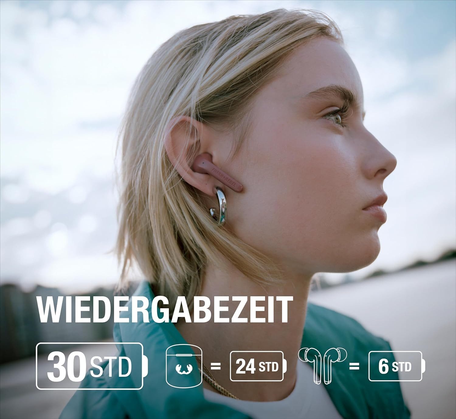 Fresh 'n Rebel True Wireless Kopfhörer mit Touch Steuerung & Mikrofon In-Ear-Kopfhörer (Diese True Wireless Kopfhörer bieten kraftvollen Sound mit klaren Höhen und tiefen Bässen für jeden Musikstil im Alltag., Bluetooth Headset mit 30h Akku, Sprachassistent und klarem Sound)