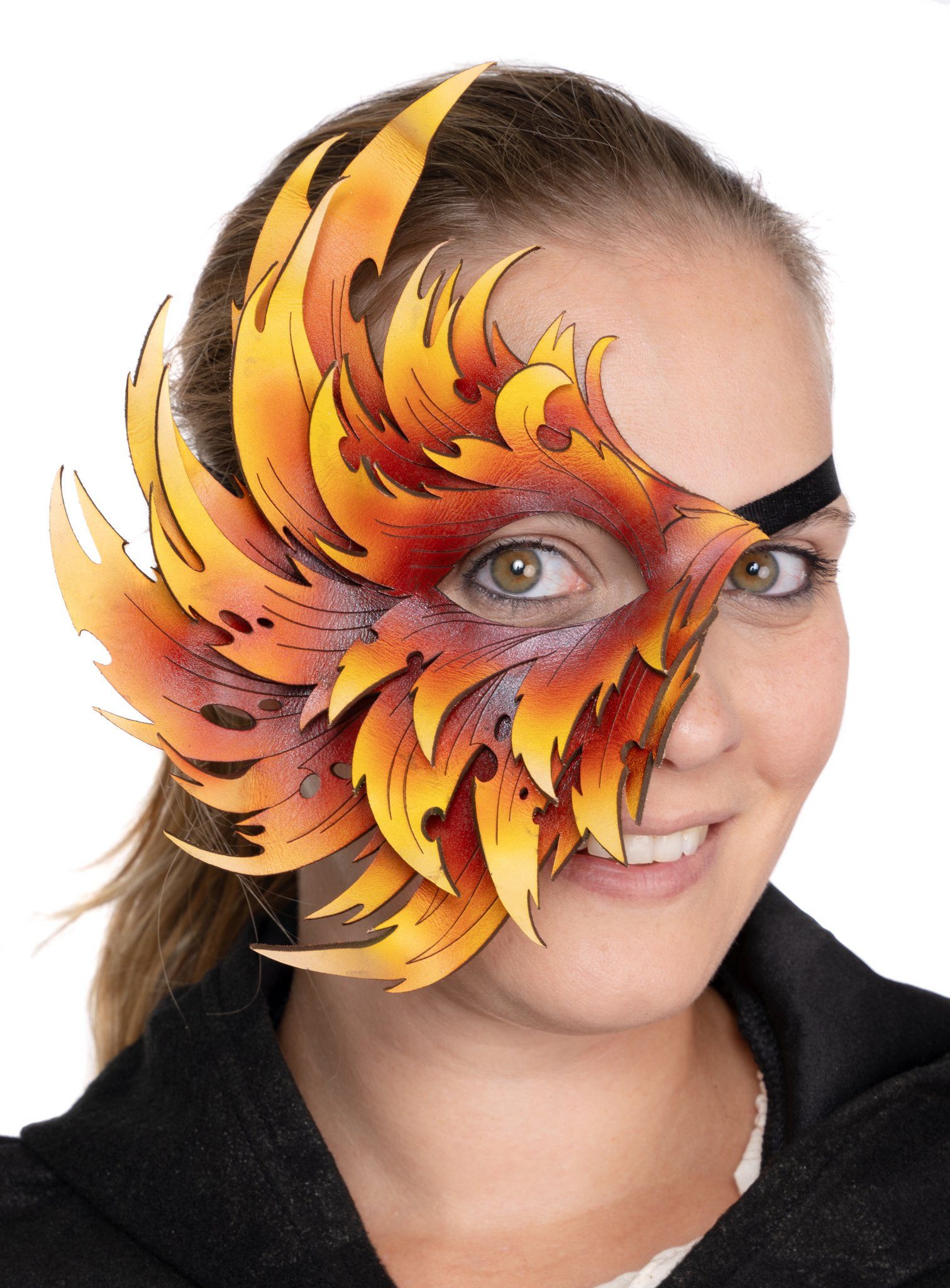 Andracor Verkleidungsmaske Ledermaske - Phoenix, Handgefertigte Maske aus echtem Leder