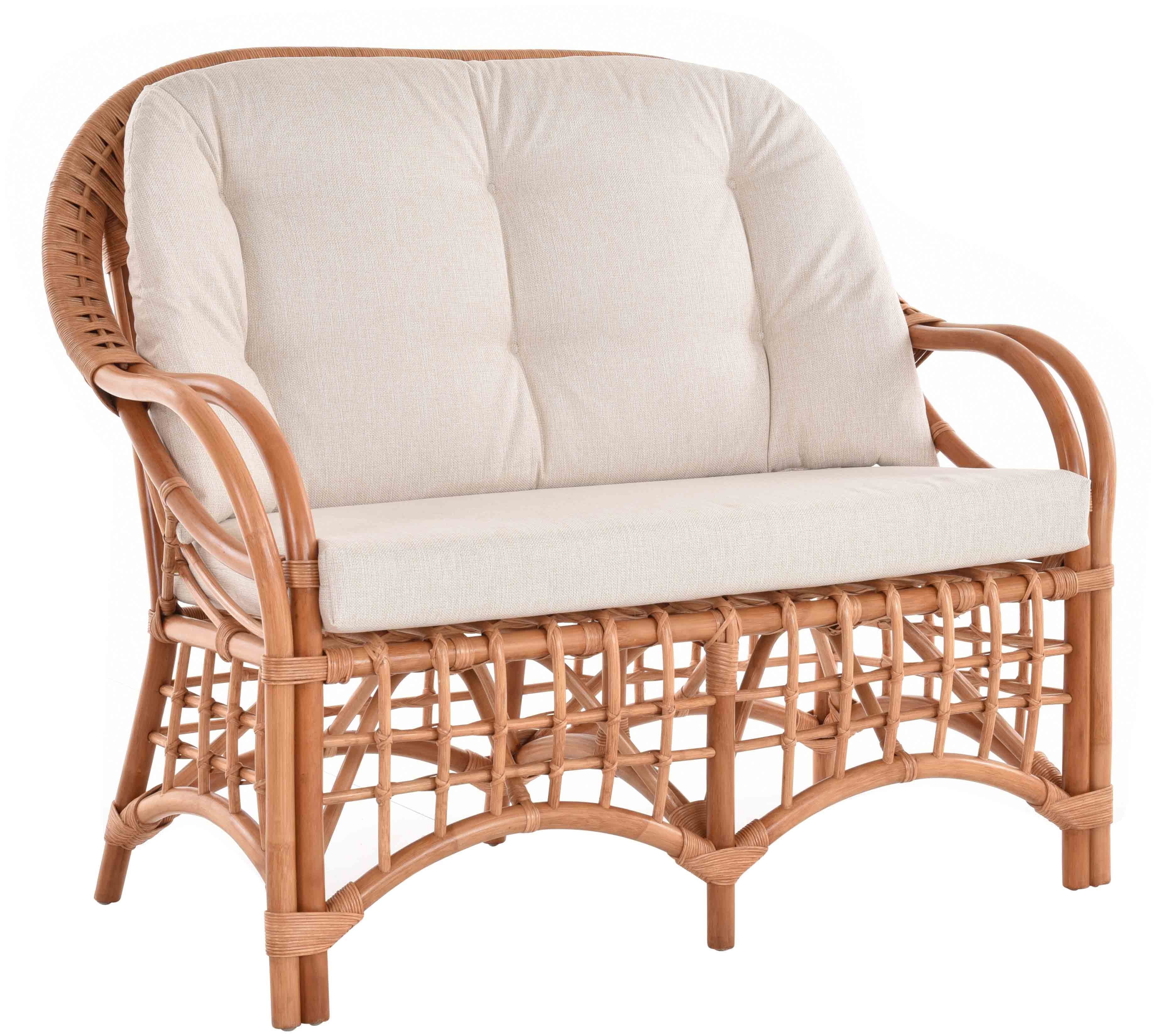 Home gestäbt Krines Natur Rattanmöbel Rattan 2-Sitzer-Sofa Couch Loungesofa Terracotta Rattansofa Wintergarten