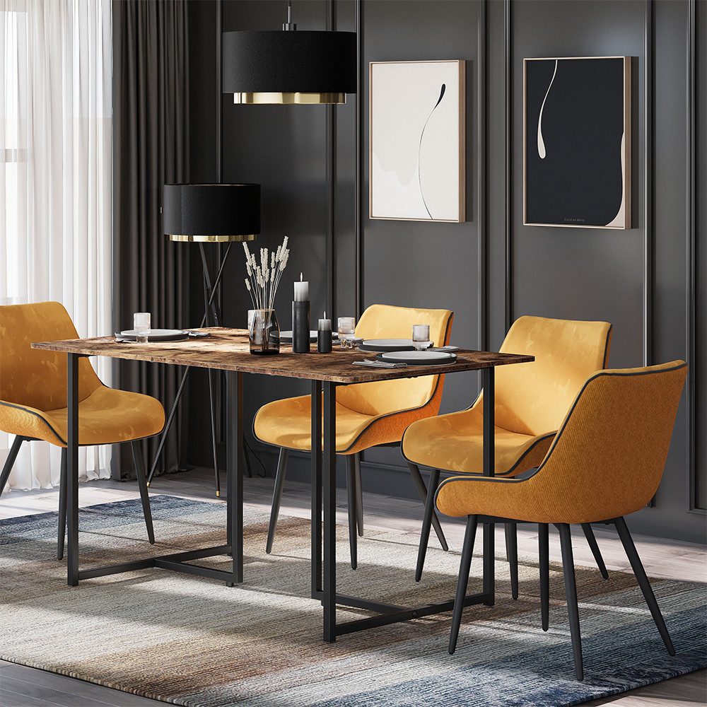 Vicco Esstisch Merido, Eiche rustikal/Schwarz, 140 x 80 cm (1-St)